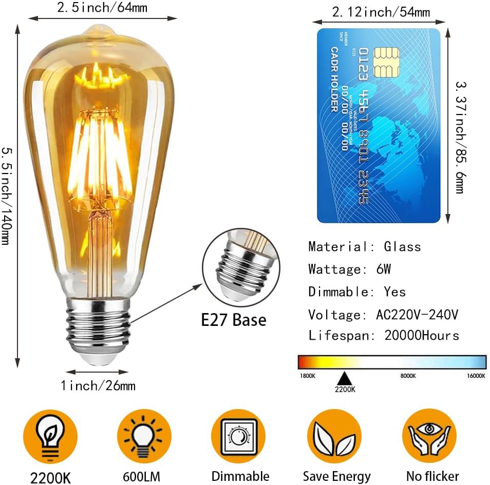 Thumbnail 1 de Woowtt LED Edison Bulb 6W Vintage ST64