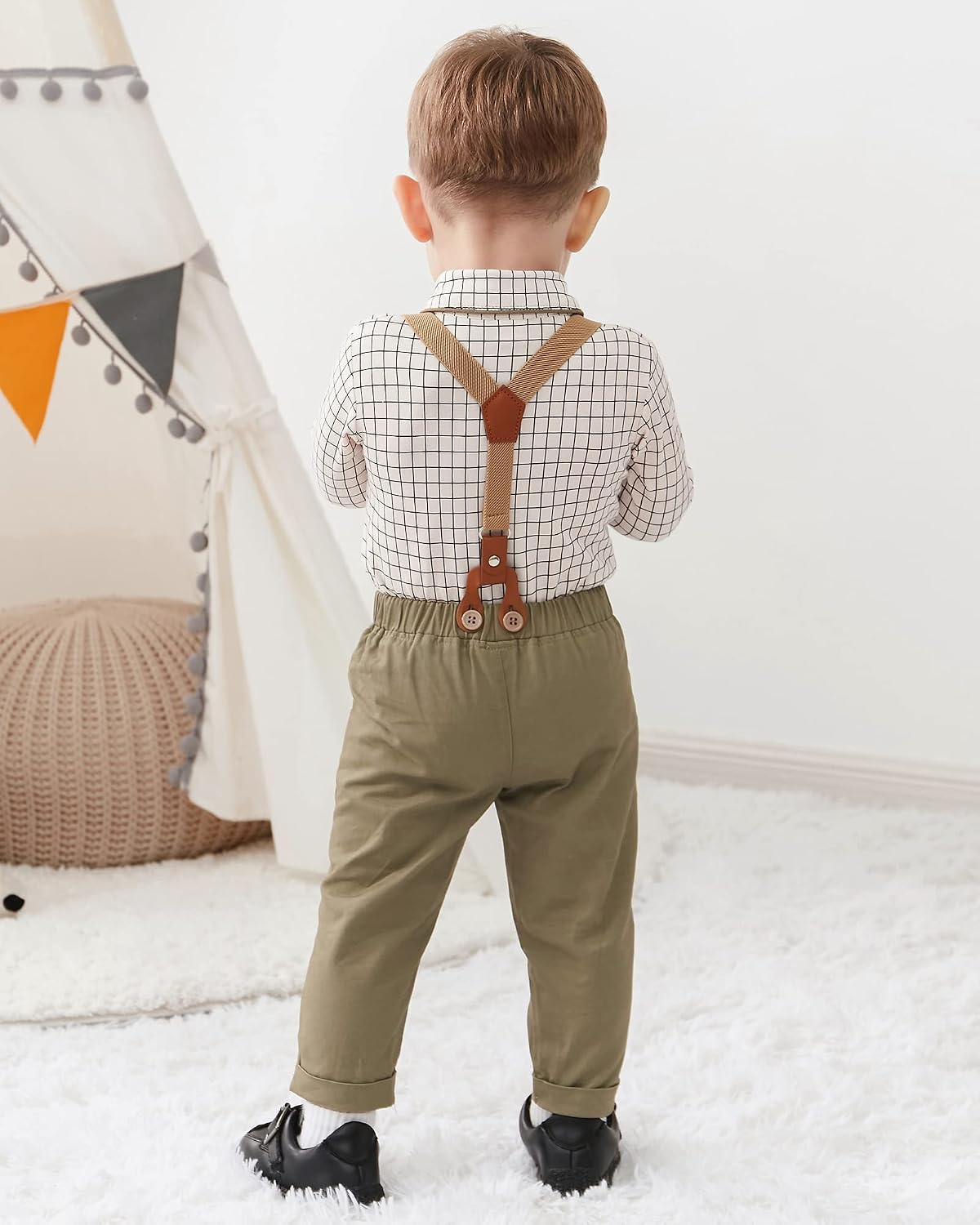 Detalle de Amissz Baby Boy Gentleman Clothes Suit 0-18 Months – 3-Piece Formal Romper Set