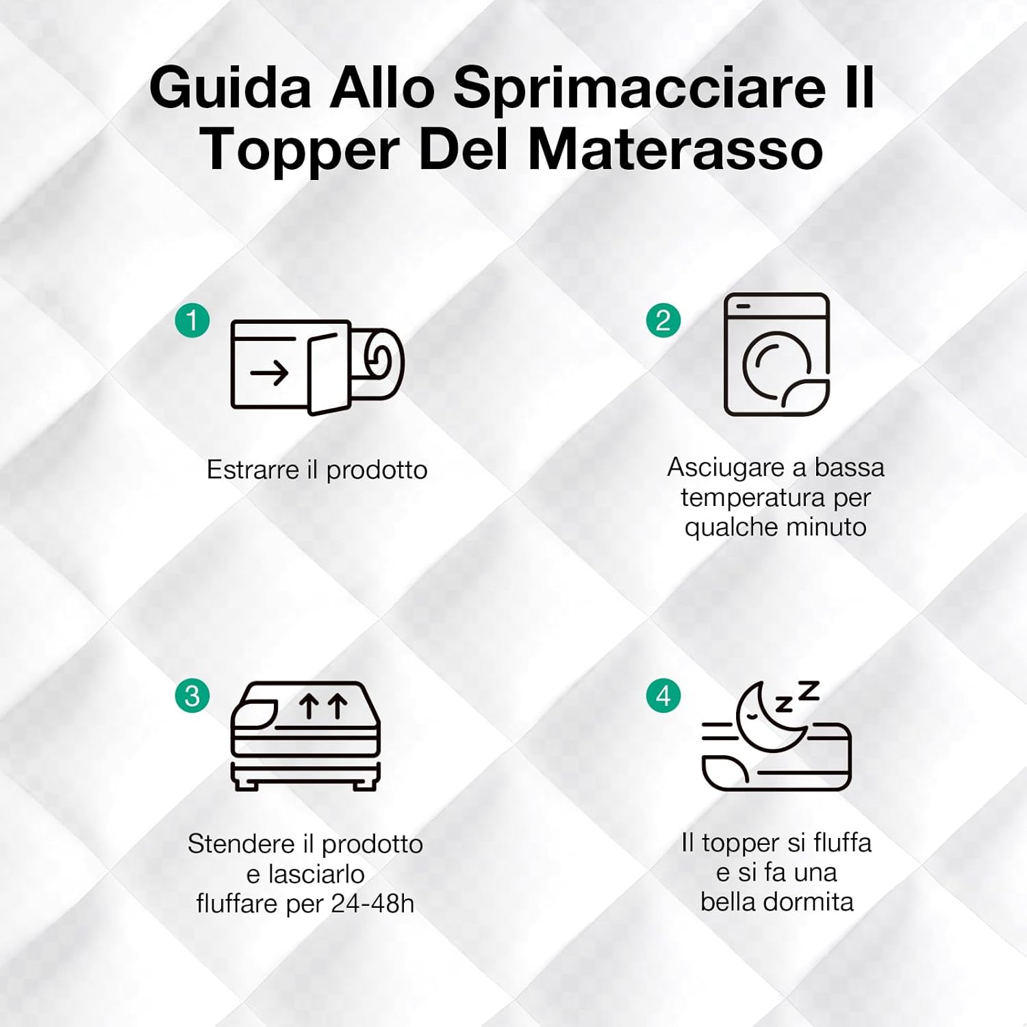 Detalle 2 de Novilla Topper Materasso Matrimoniale 160x200 cm – Sovramaterasso imbottito 5 cm, effetto piuma, lavabile