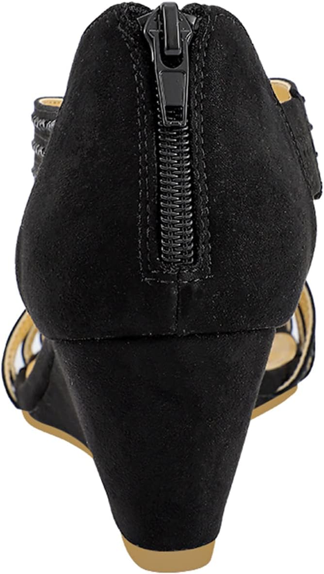 Thumbnail 6 de PIZZ ANNU Women's Diana Low Wedge Sandals with Sparkling Rhinestones
