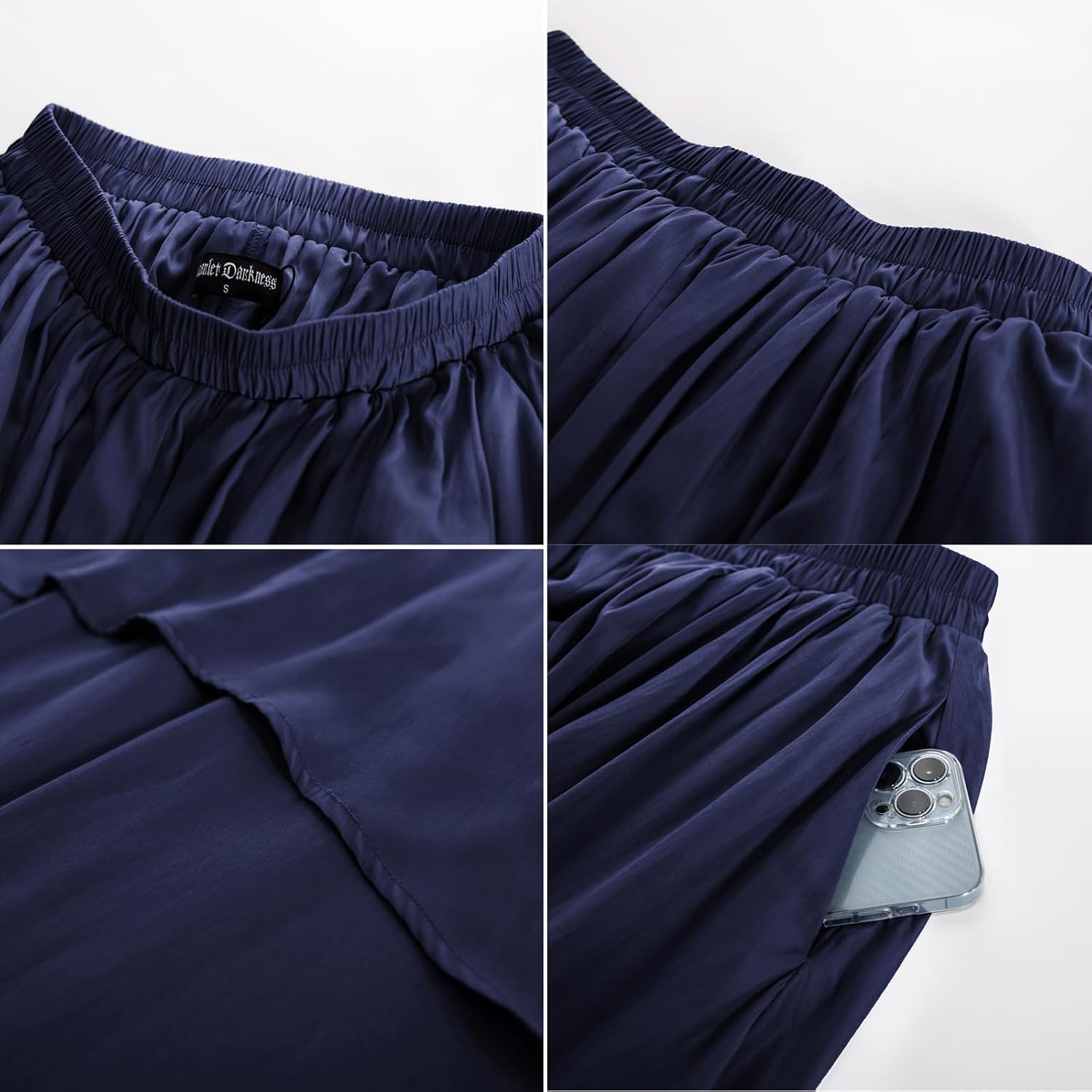Detalle de SCARLET DARKNESS Gonna rinascimentale da donna con elastico in vita e orlo irregolare