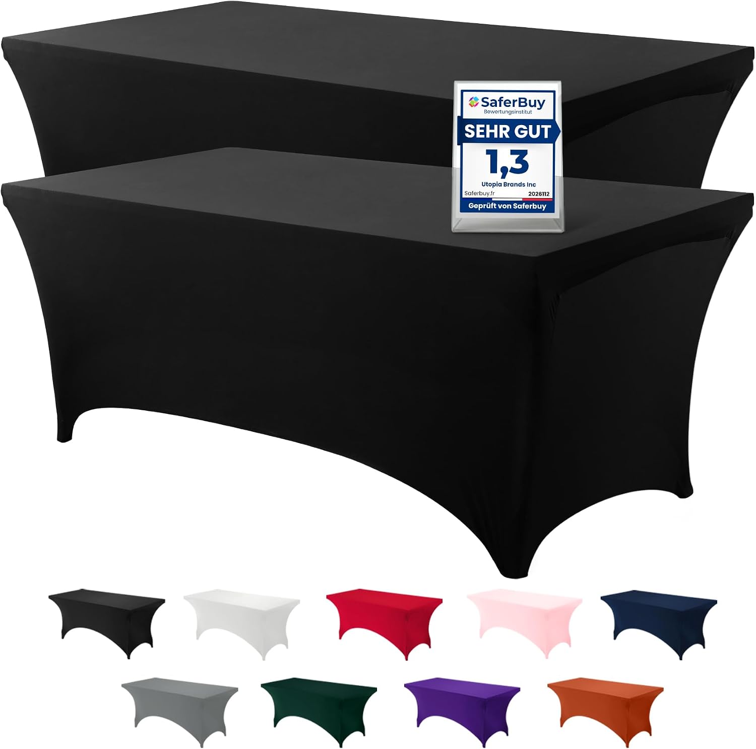 Thumbnail 5 de Utopia Kitchen Spandex Tischtuch 244x76x76 cm 2er Pack