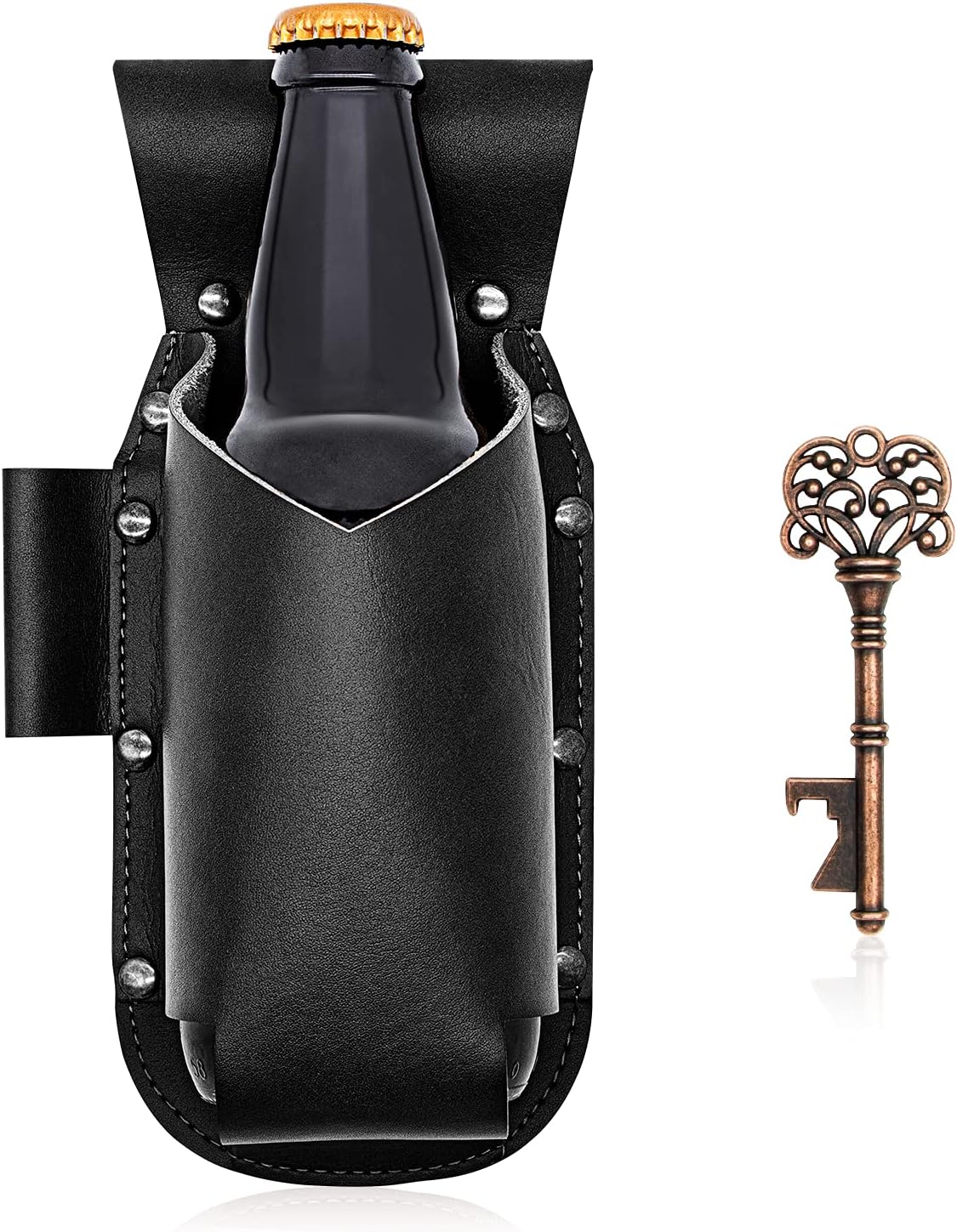 Detalle de iPihsius Bier Holster Vintage Leder für 340 ml