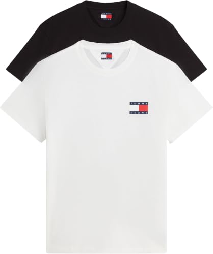 Detalle de Tommy Jeans TJM Slim 2Pack ESS Flag tee EXTDM0DM22143, pack de 2 camisetas multicolor