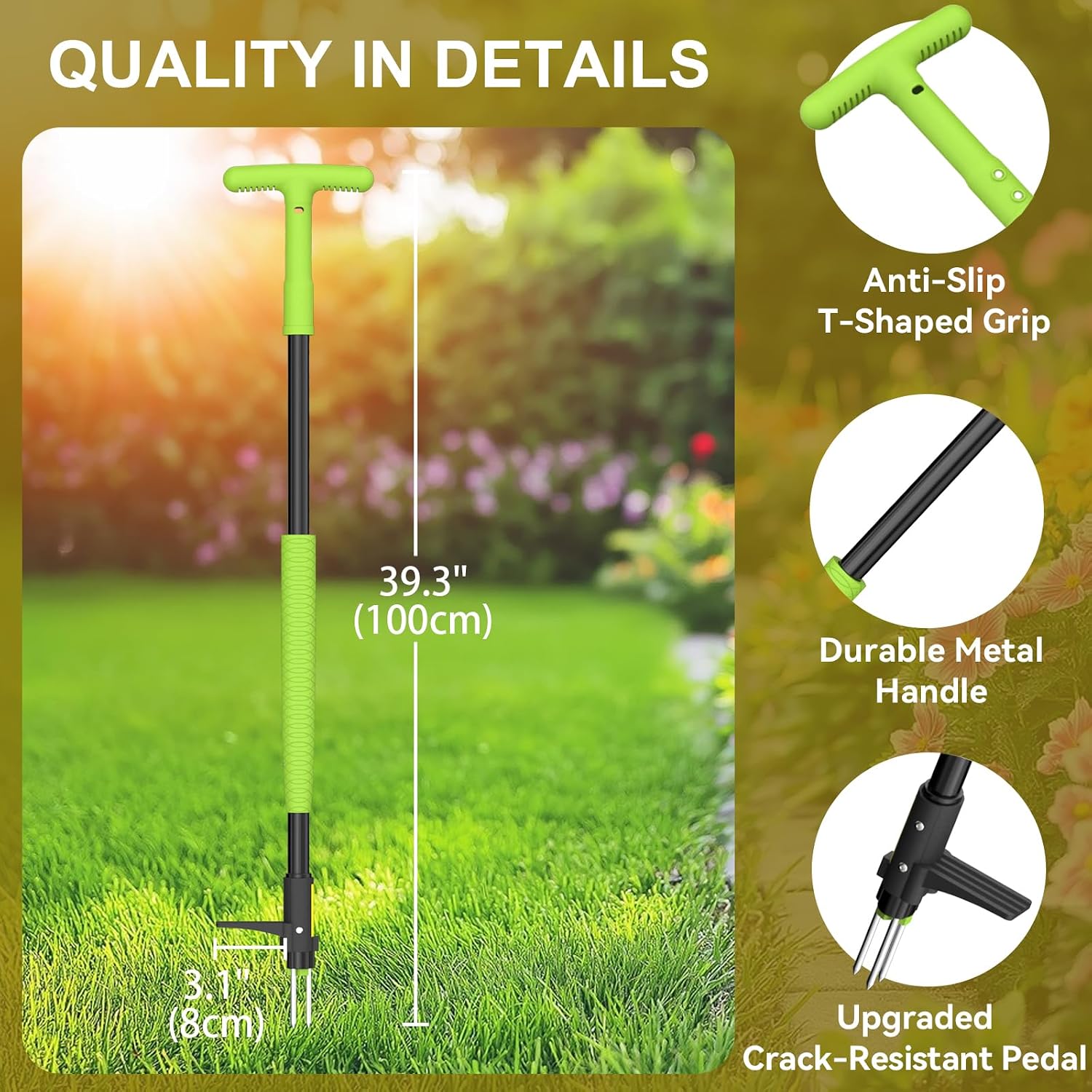 Detalle de Ergohortus Weed Remover Tool — Stand Up Weeder for Root Removal