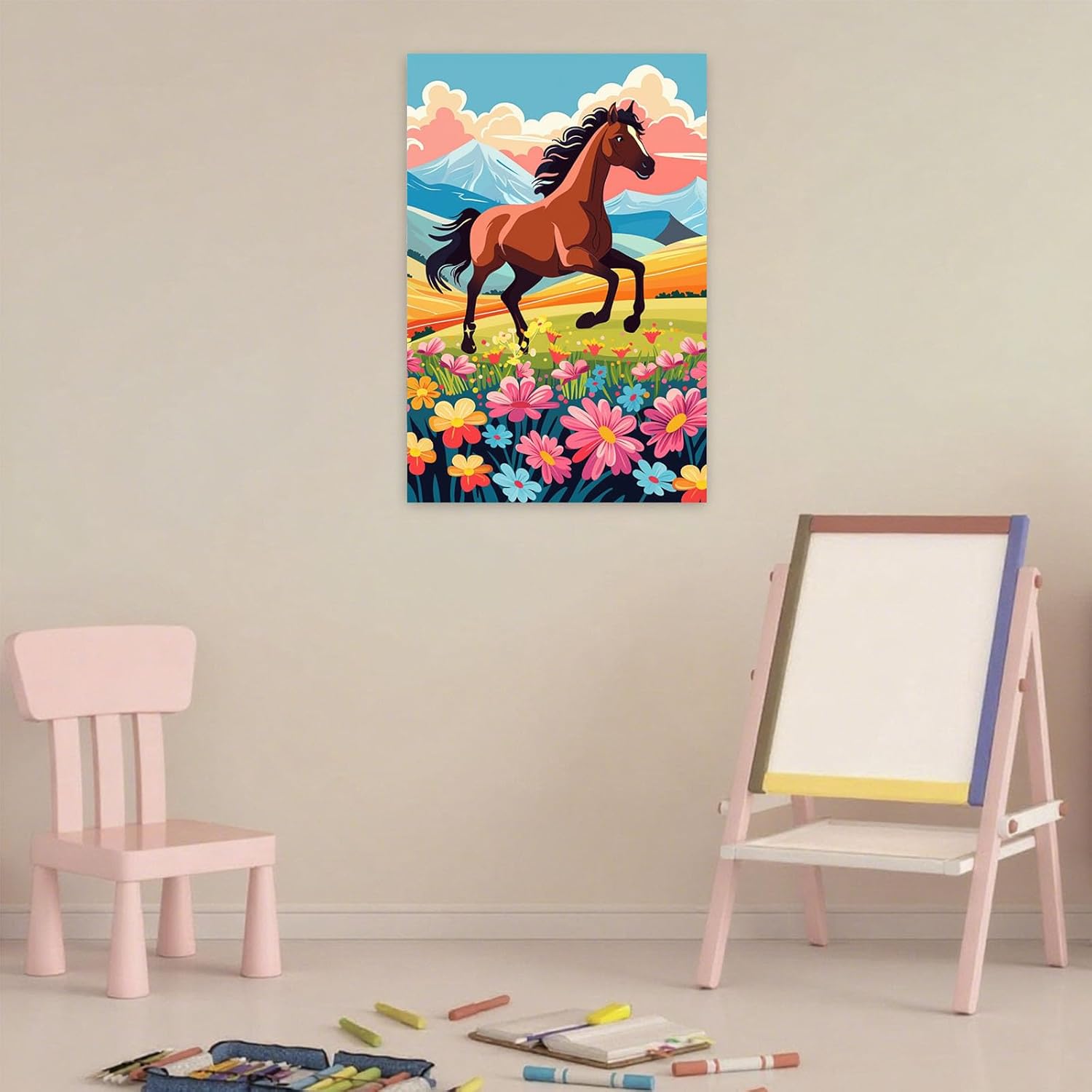 Thumbnail 4 de Arttoplus Malen Nach Zahlen Kinder mit Rahmen und Holzstaffelei – Pferd (20x30 cm)