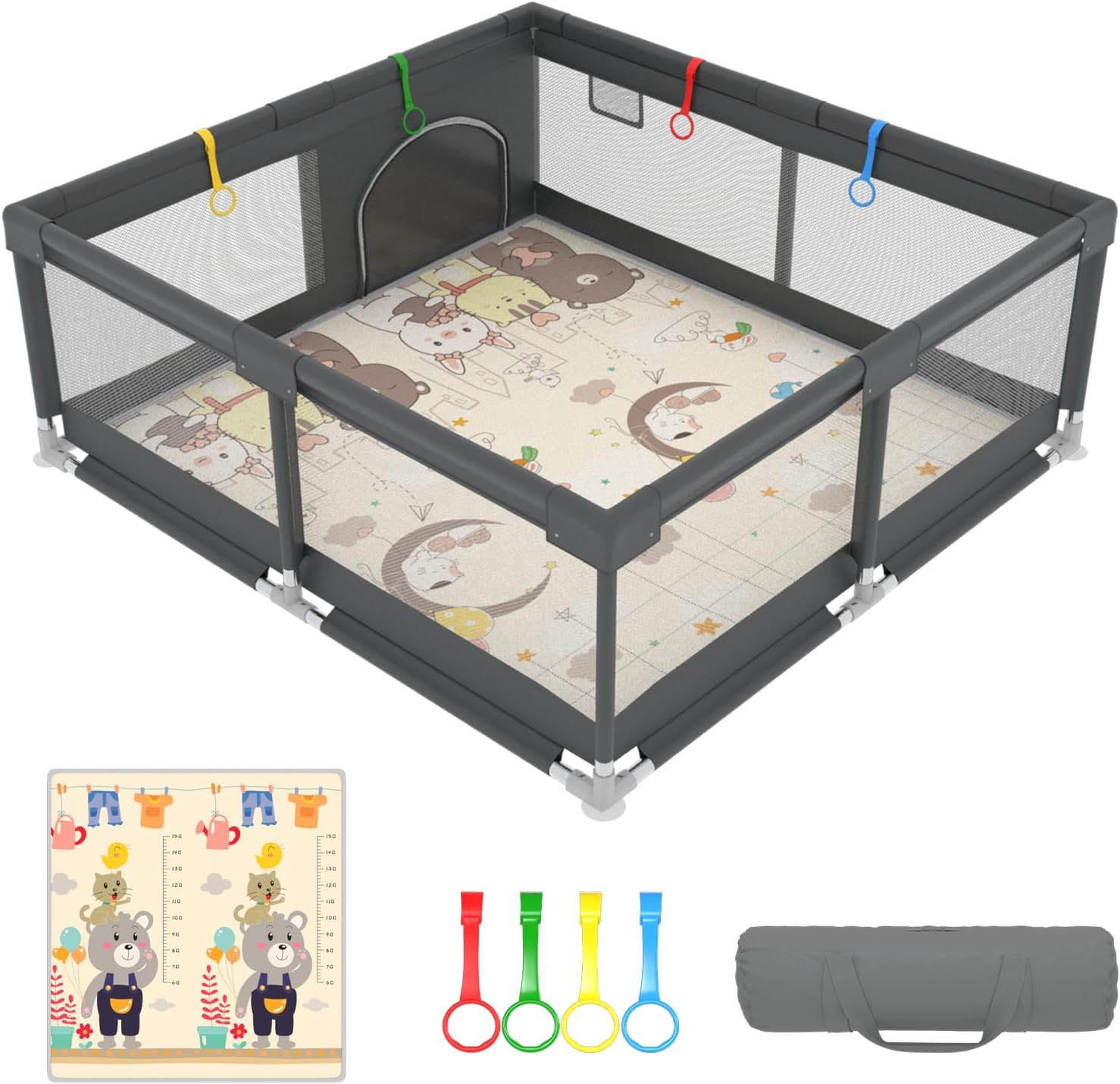 Detalle de colpart Baby Playpen with Mat, 180 x 150 x 65 cm, Mesh Sides