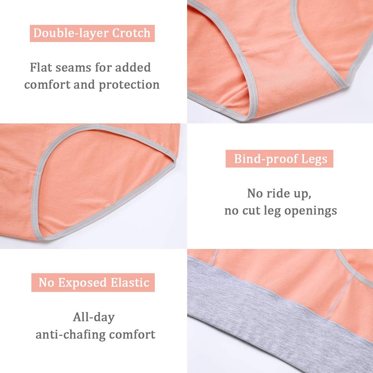 Detalle de Wirarpa Women High Waist Cotton Knickers – Full Coverage Briefs (4 Pack)