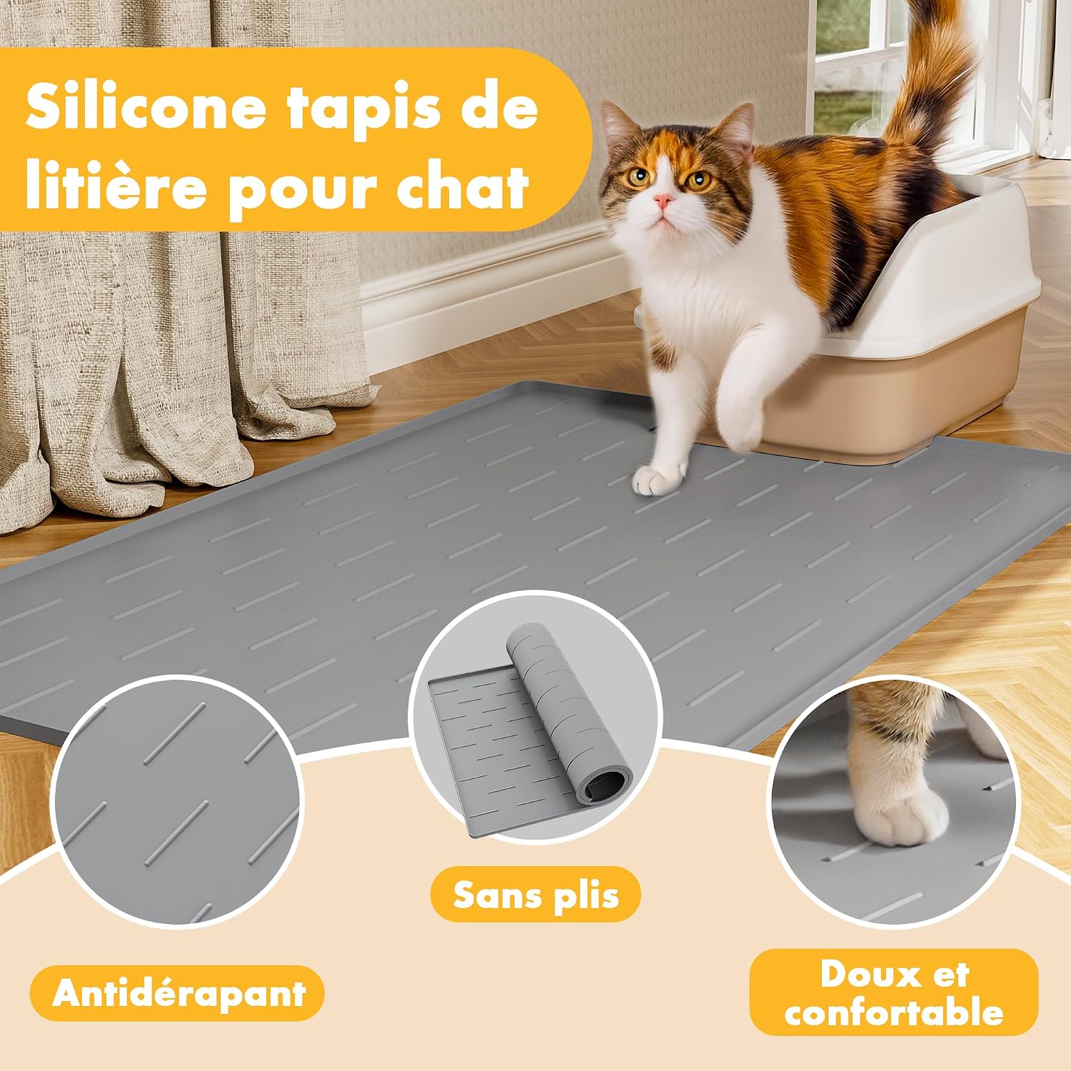 Thumbnail 3 de Pieviev Tapis Litière Chat Silicone 86x56cm