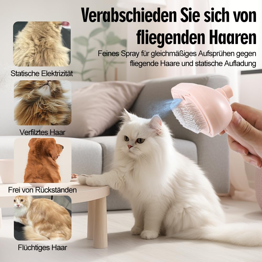 Detalle 2 de Aohcae Dampfbürste für Katzen und Hunde – wiederaufladbar 🐾