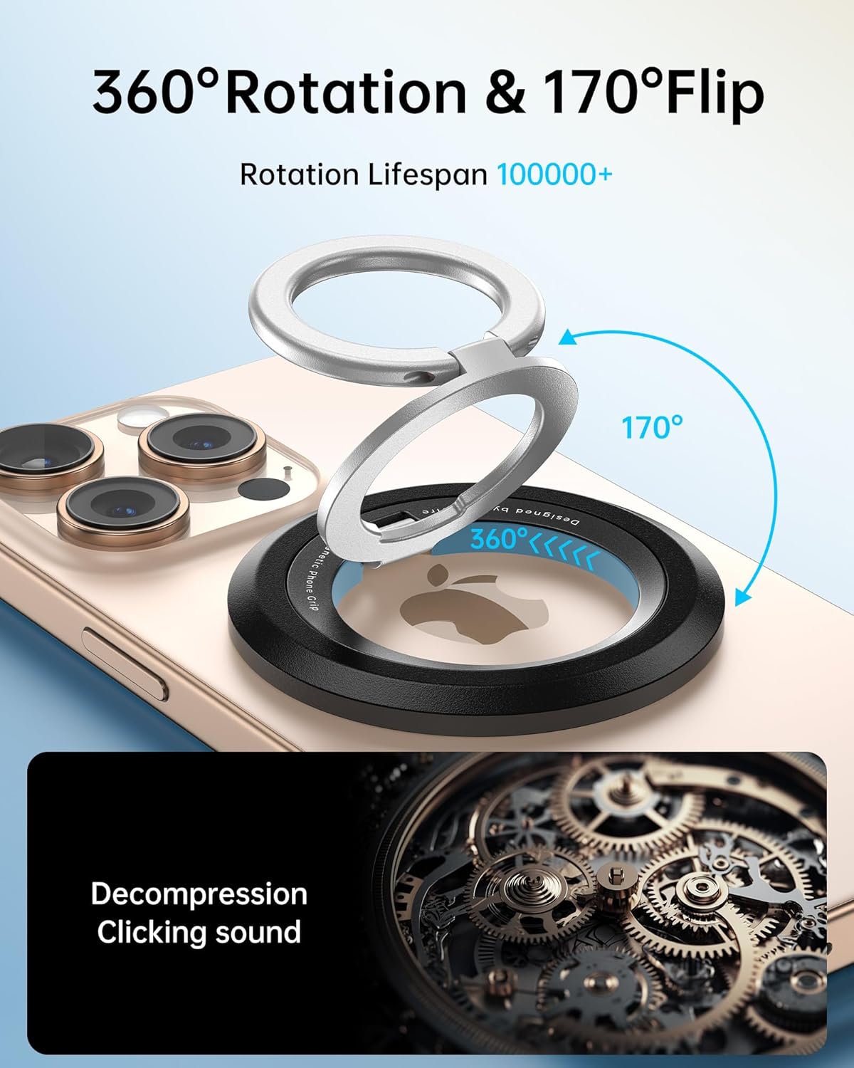 Thumbnail 2 de Syncwire MagSafe Phone Ring Holder: 360° Rotation, Two-Sided Magnetic Grip