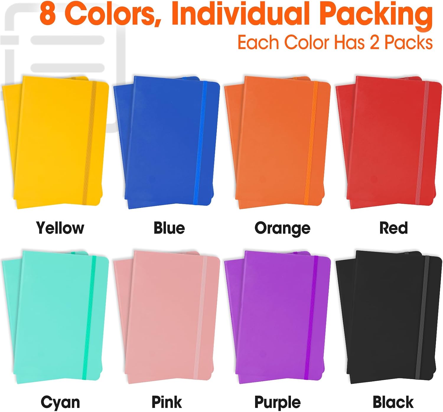 Detalle de BGUP 16-Pack A5 Hardcover Lined Notebooks, 136 Pages, 8 Colors