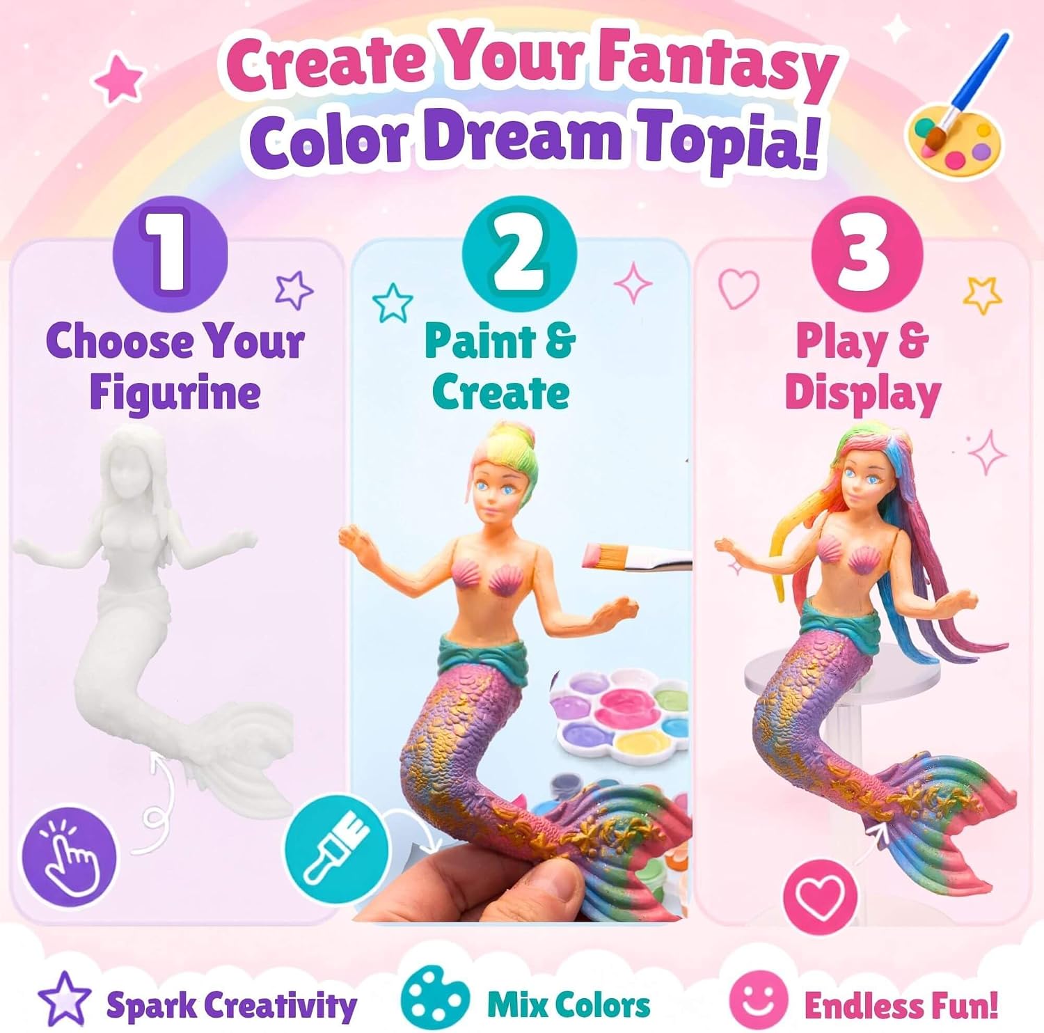 Detalle 2 de SOLDAY Mermaid and Unicorn Paint Kit, 4 figures
