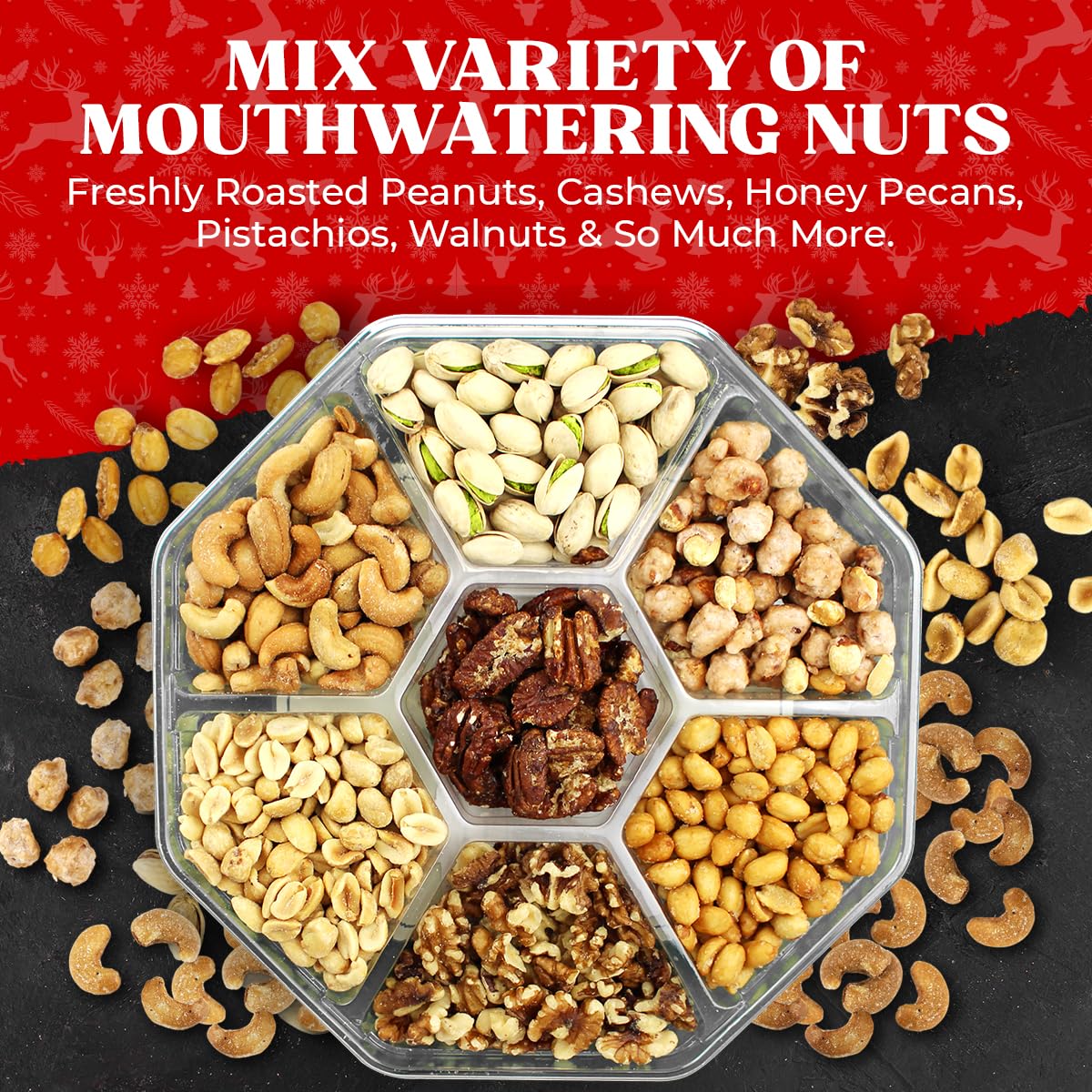 Thumbnail 2 de Simple Orchards Christmas Mixed Nut Gift Basket, 7-Section Tray, 28 oz