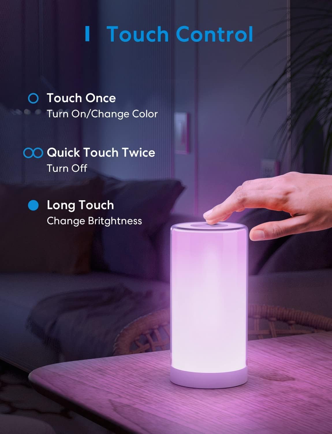Thumbnail 4 de meross WiFi Lamp smart bedside touch lamp with HomeKit, Alexa & Google Assistant (2.4GHz)