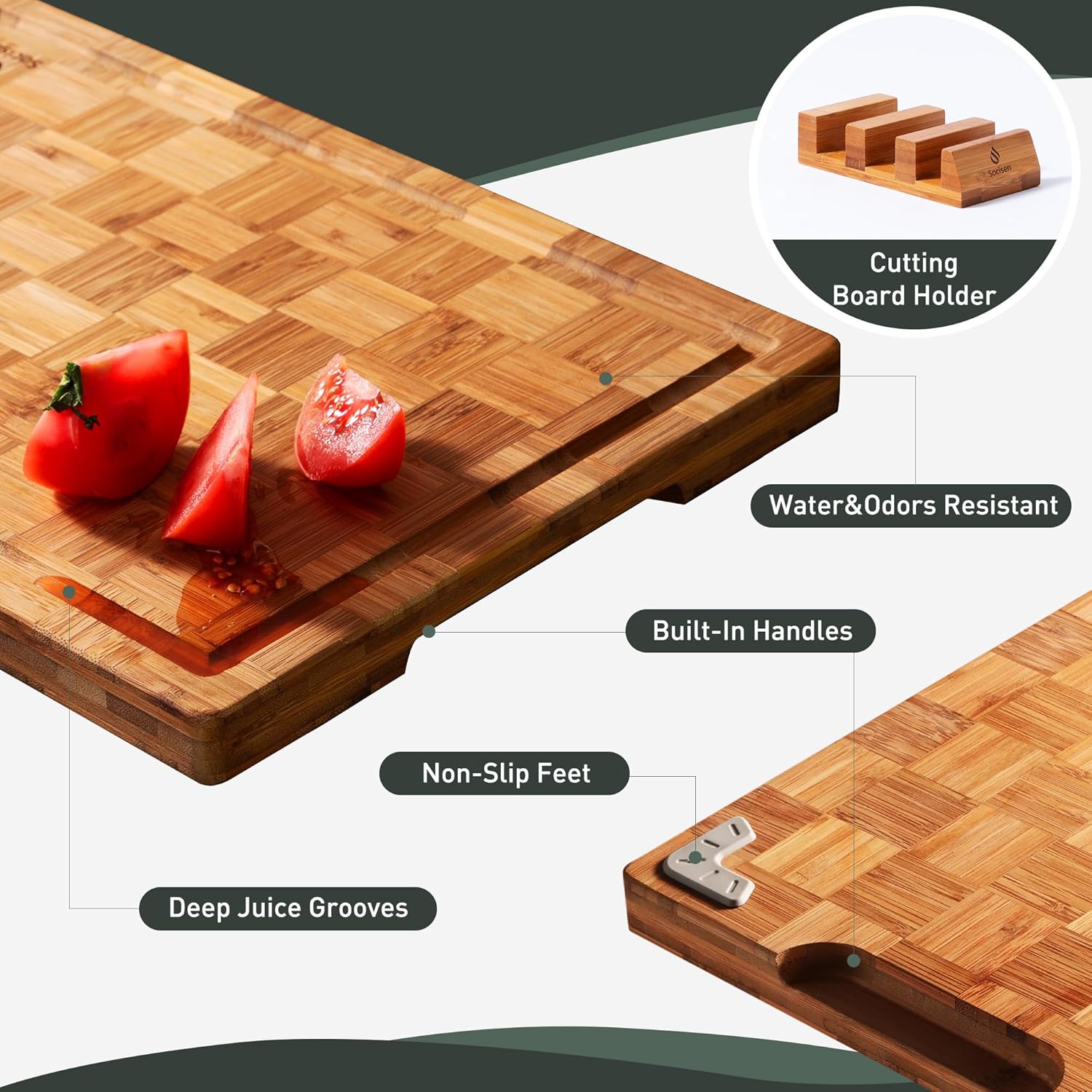 Thumbnail 4 de Socisen 3-Pack Bamboo Cutting Boards 5-Layer ๐ฝ