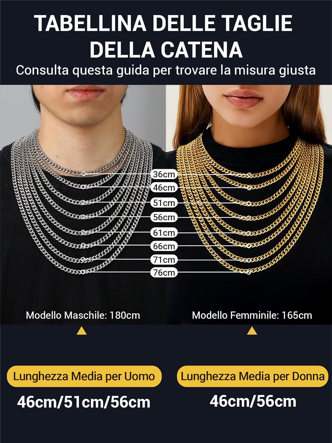 Thumbnail 3 de PROSTEEL Collana Uomo Donna a Catena Barbazzale Cubana Hip Hop: acciaio inox, 3 tonalità, lunghezze 35–75 cm
