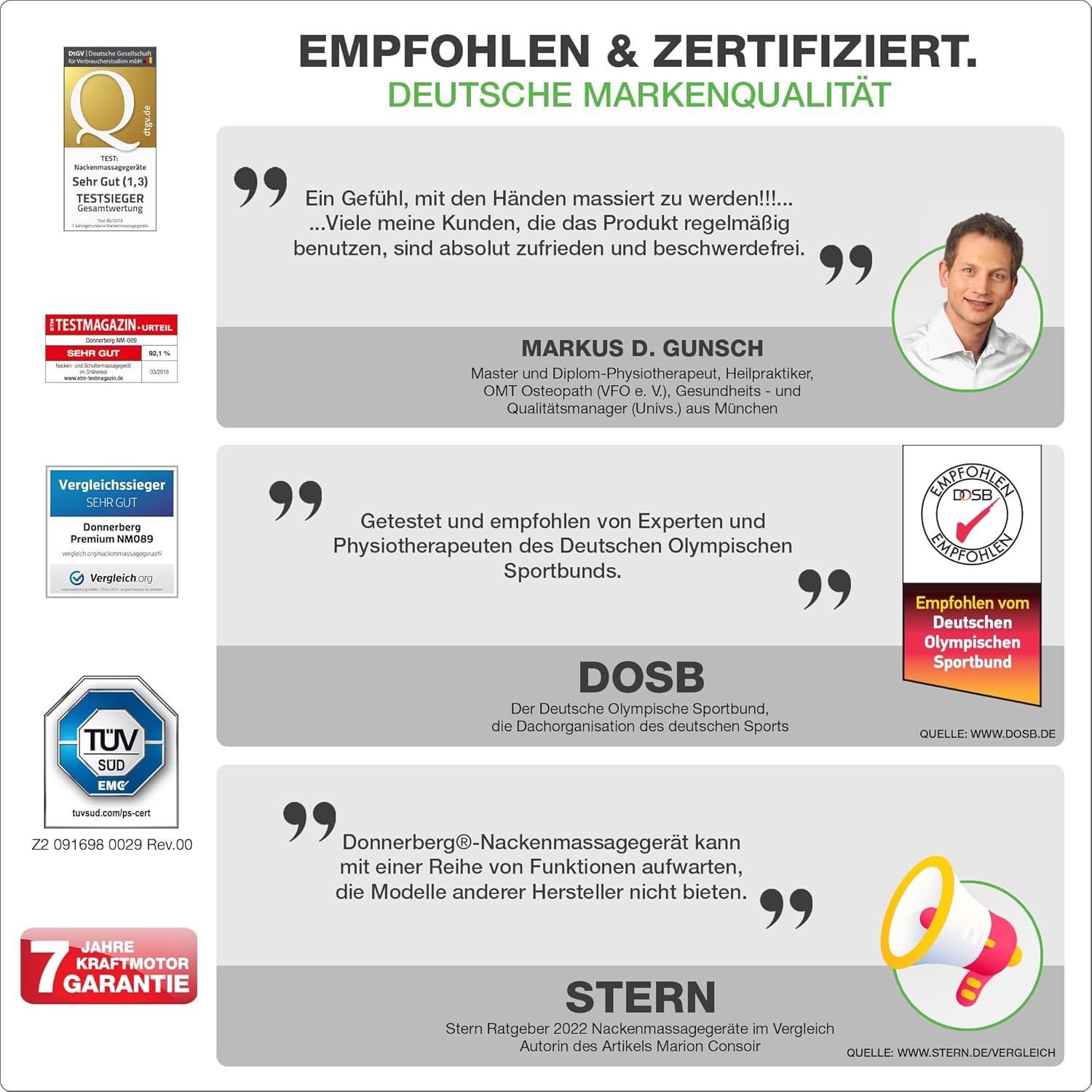 Thumbnail 5 de DONNERBERG Das Original Nackenmassagegerät mit Wärme – Shiatsu, 3 Intensitäten und 7 Jahre Garantie