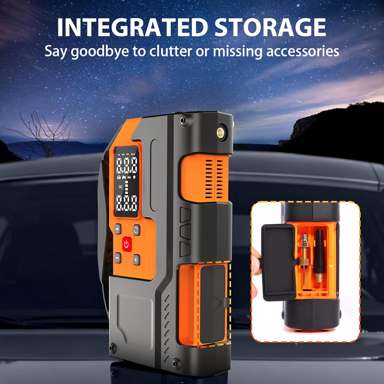 Detalle de 5000A Jump Starter Power Pack with 150 PSI Tyre Inflator – 10000mAh Car Battery Booster