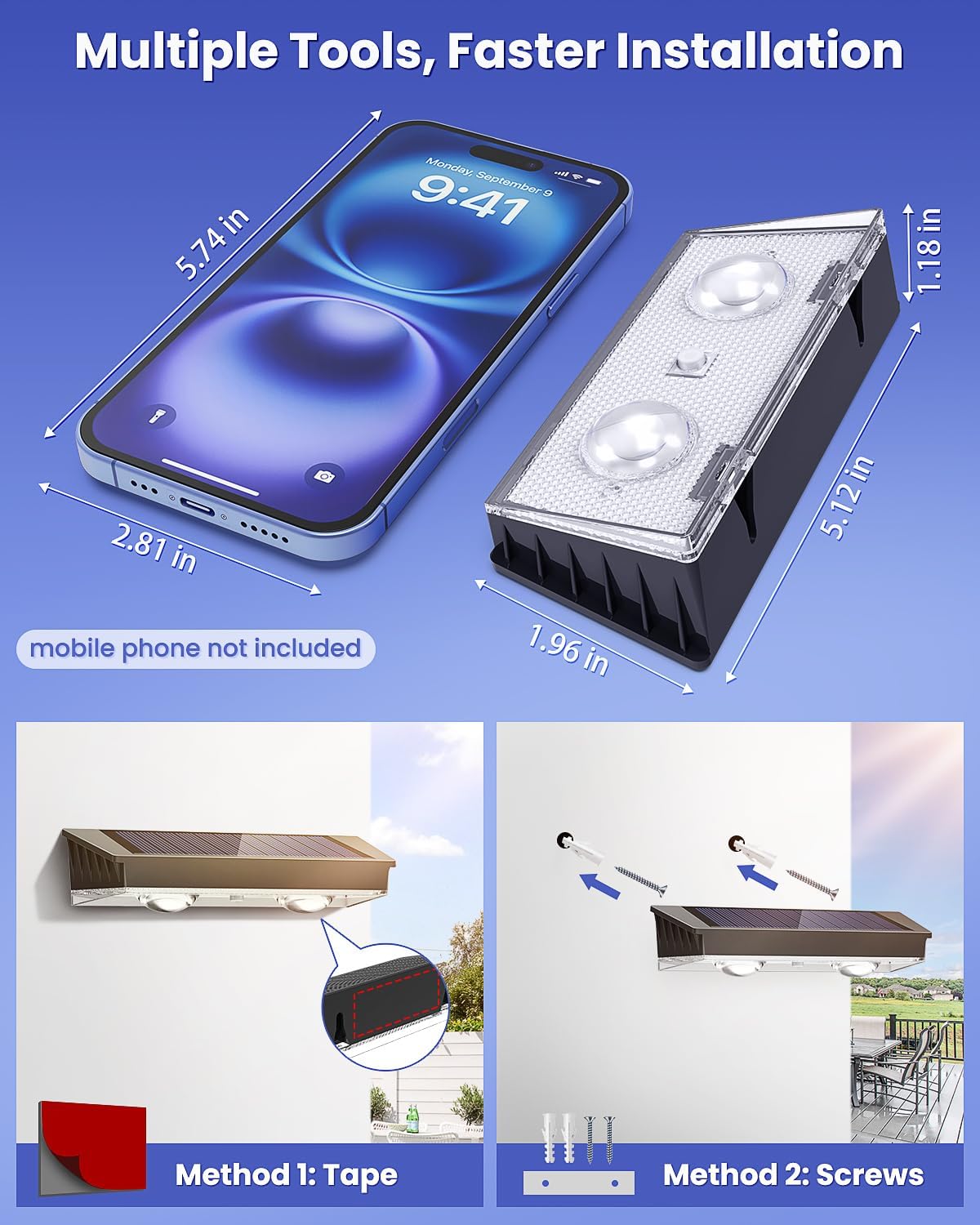 Thumbnail 6 de CLAONER Solar Fence Lights Outdoor Garden (Warm White & RGB), IP65 Waterproof, 4 Pack