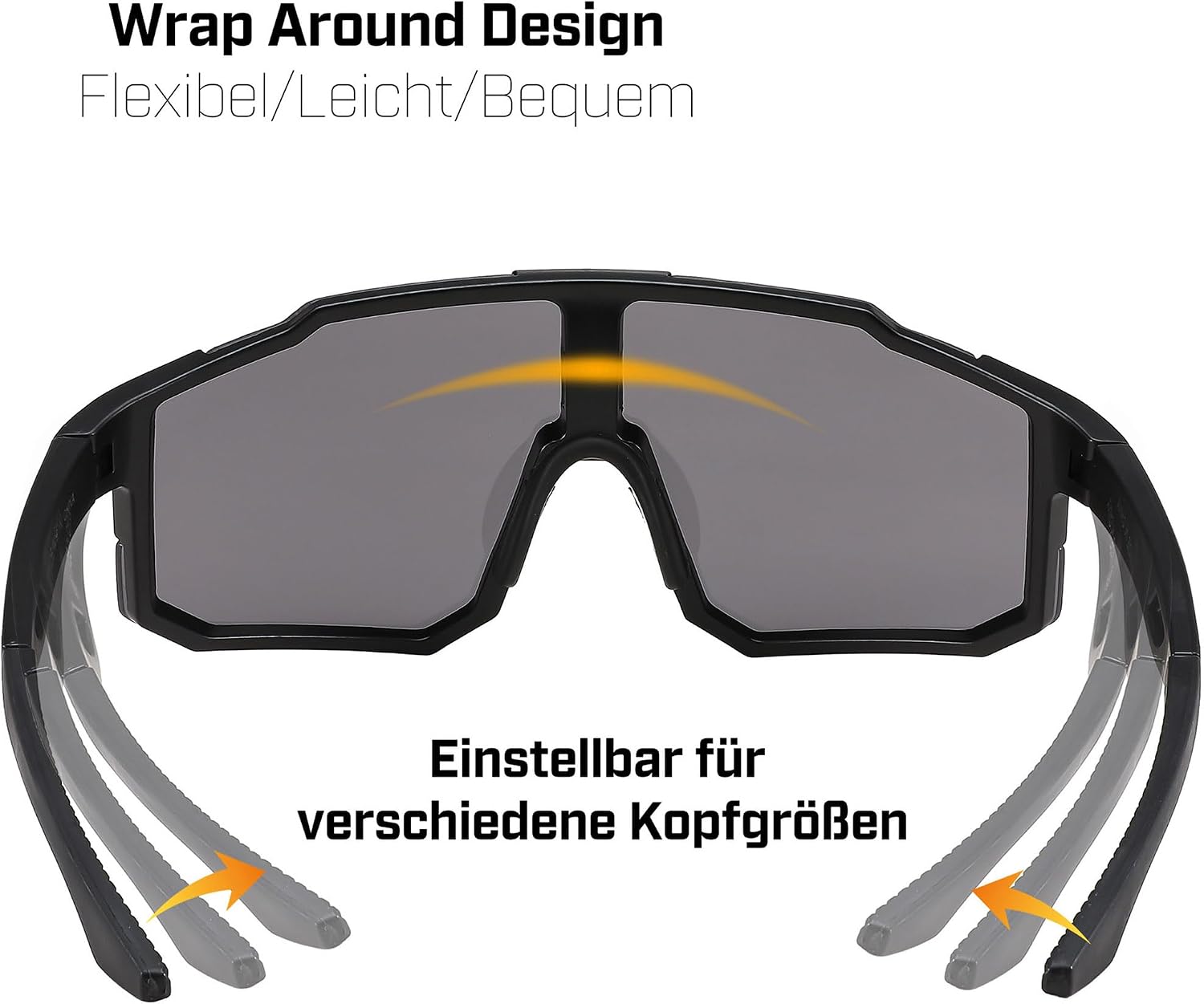 Detalle 2 de FEISEDY Sport Sonnenbrille – Verspiegelte Radbrille mit UV400-Schutz, Großes Sichtfeld