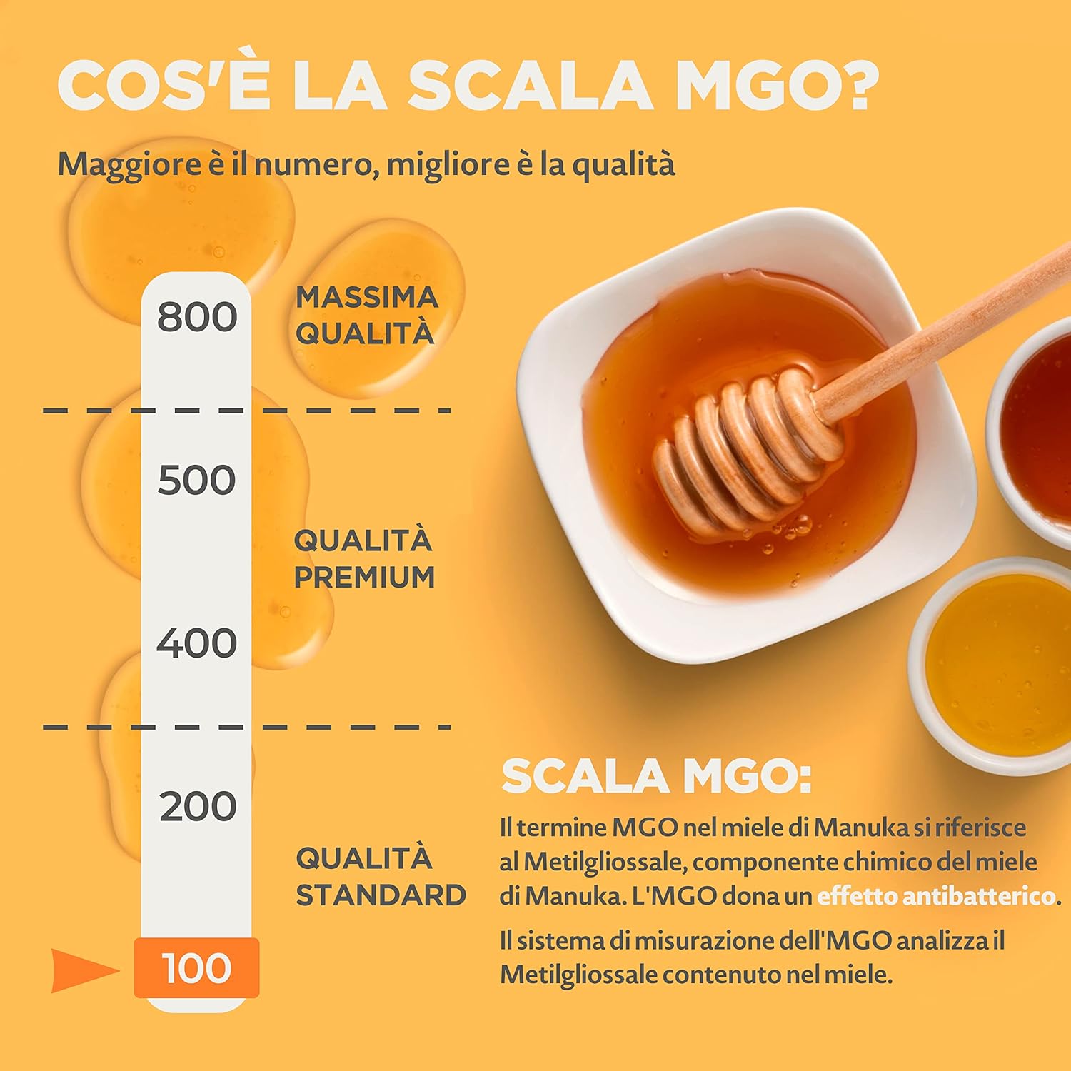 Detalle de NaturalePiù Miele di Manuka 100+ MGO 250 g: puro, grezzo e Testato in Laboratorio