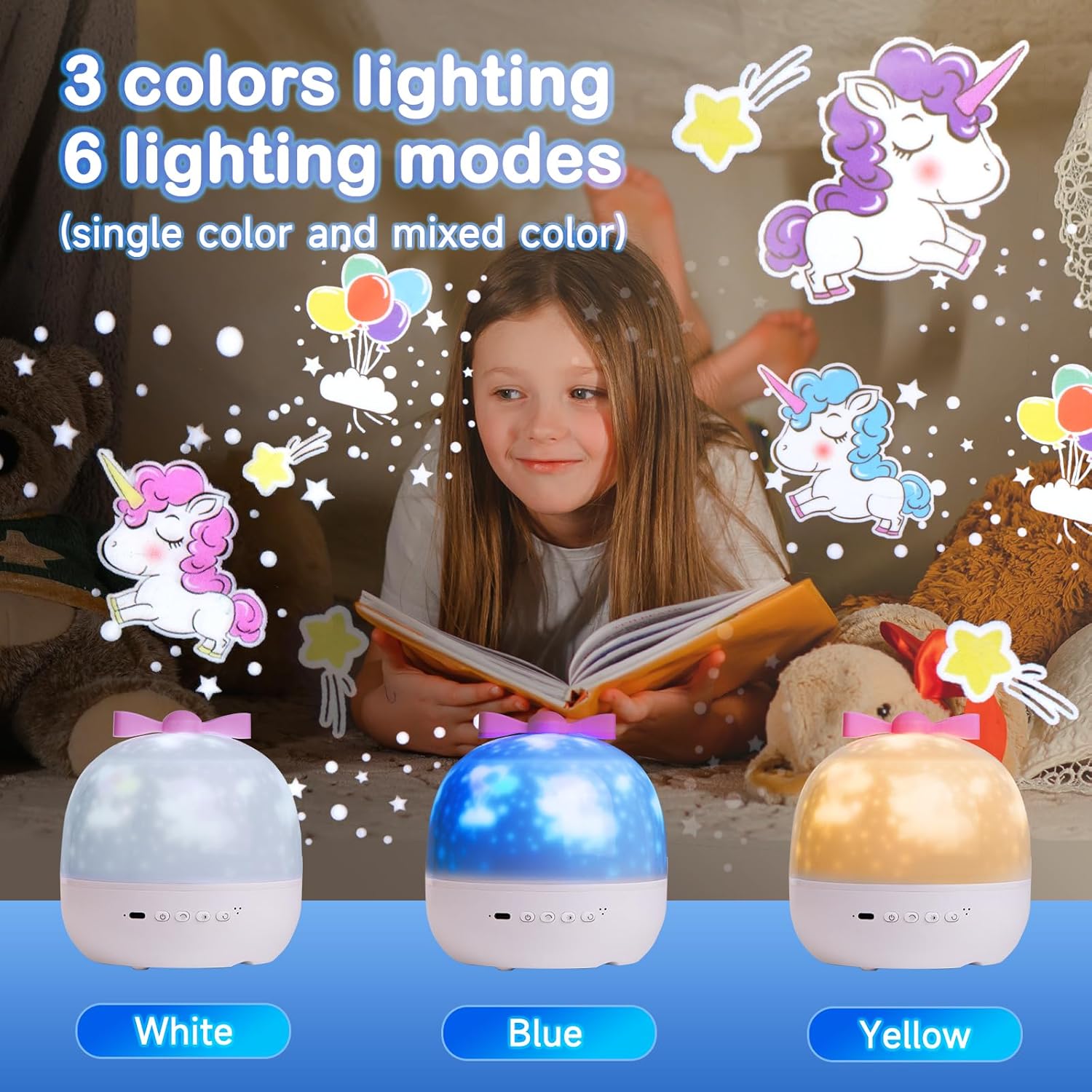Detalle de Kids Night Light Projector with 21 Films and 360° Rotation