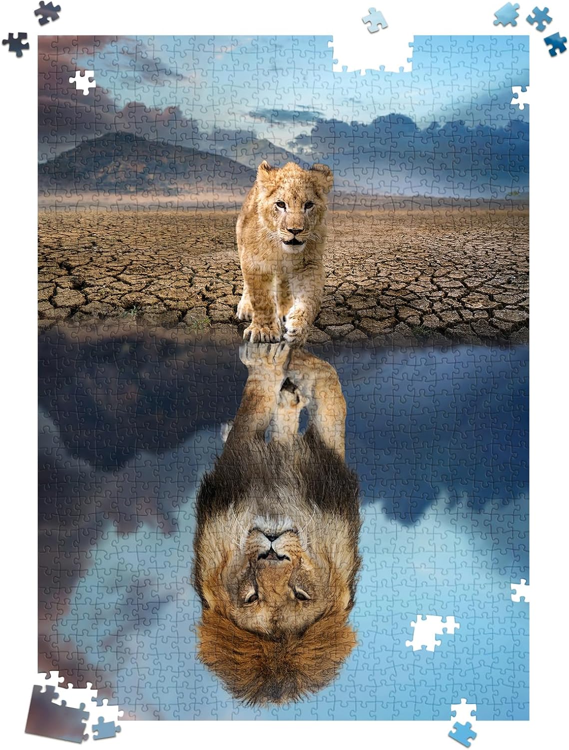 Thumbnail 1 de HUADADA Löwe im Spiegelbild Puzzle 1000 Teile