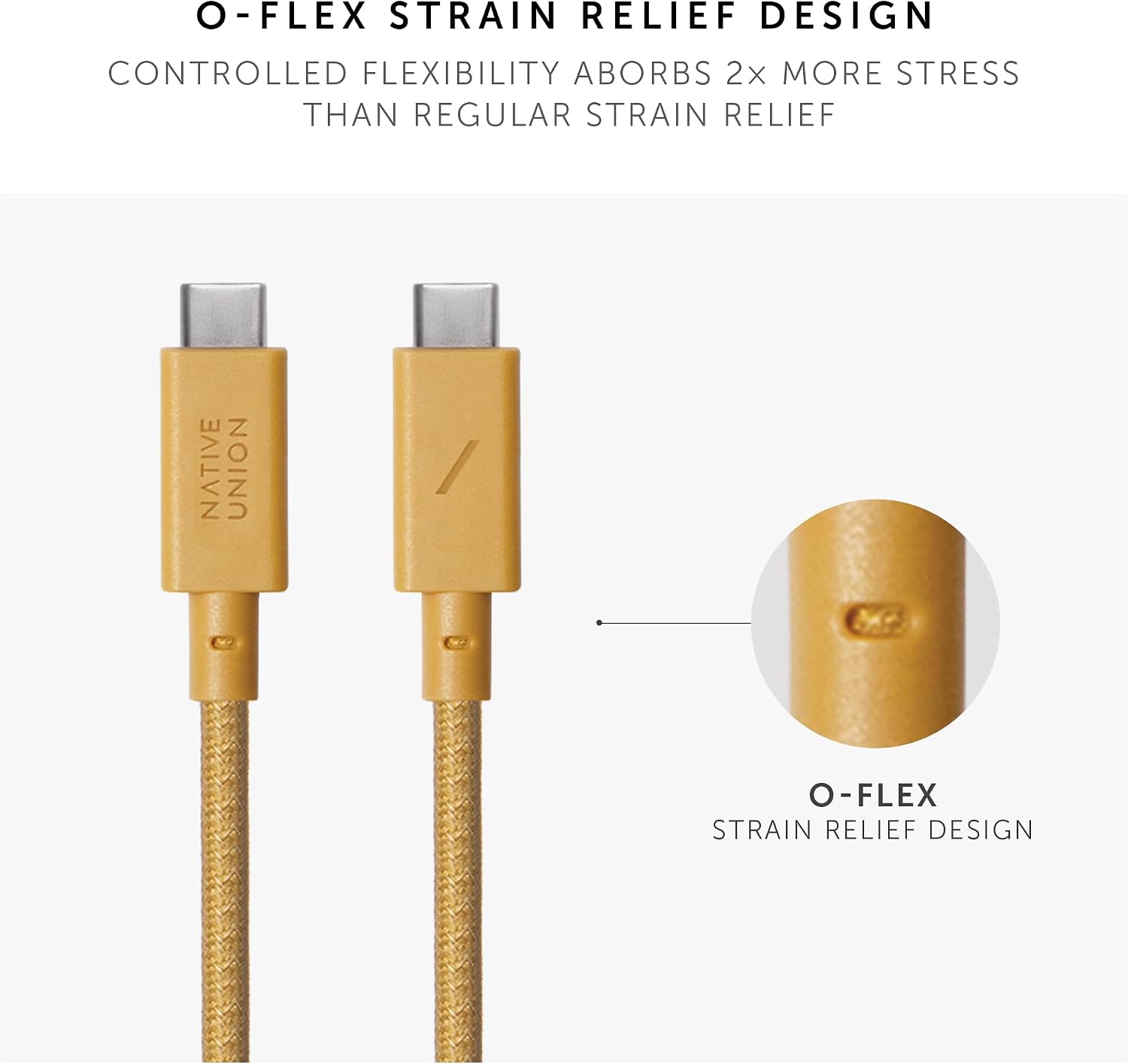 Detalle de Native Union Anchor Cable 240W (3m/10ft) USB‑C to USB‑C with weighted knot – reinforced braided PD 3.1 charging cable