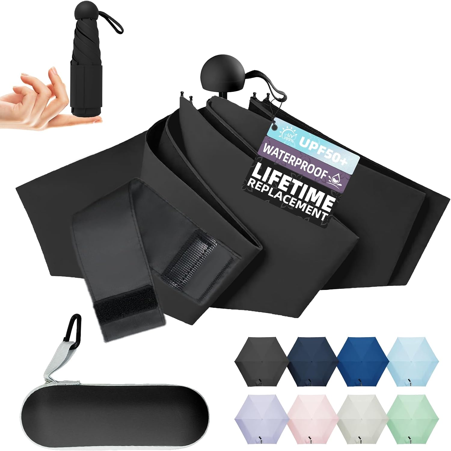 Detalle de LILAC Mini Umbrella with Capsule Case — Compact UV Protective Parasol for Everyday Use
