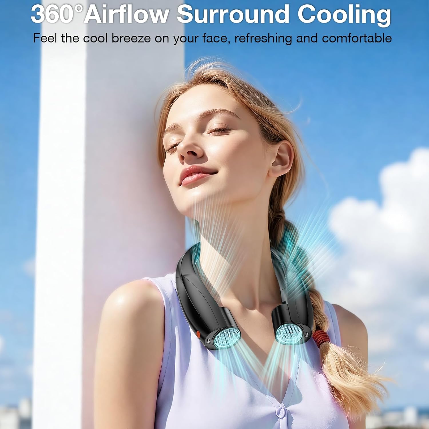 Thumbnail 1 de Elrerue Portable Neck Fan with AI 360° Airflow – Hands-Free Cooling