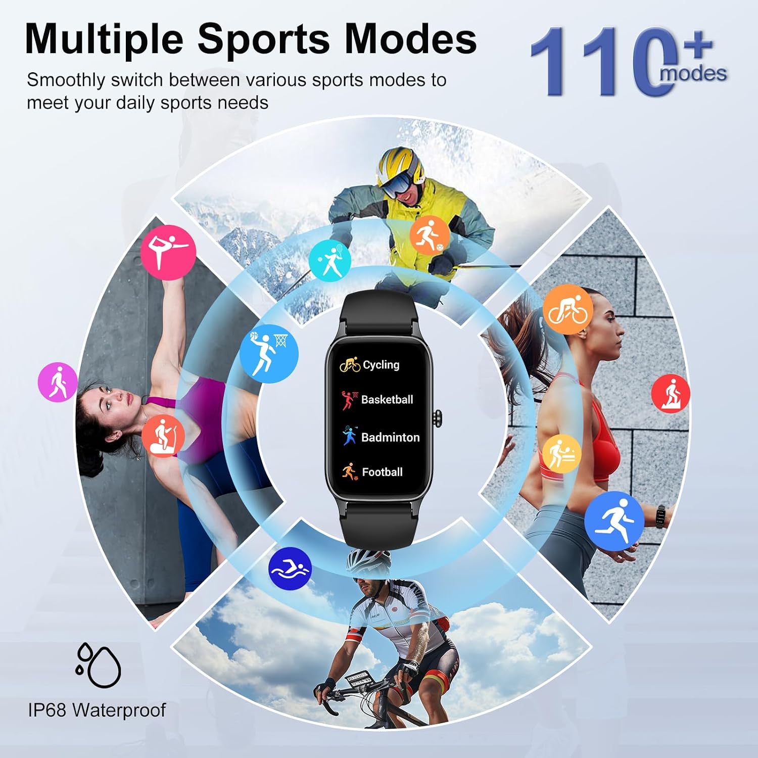 Thumbnail 6 de Smart Watch for Men & Women with 1.57" TFT Touch Display, 110+ Sports Modes and IP68 Waterproofing