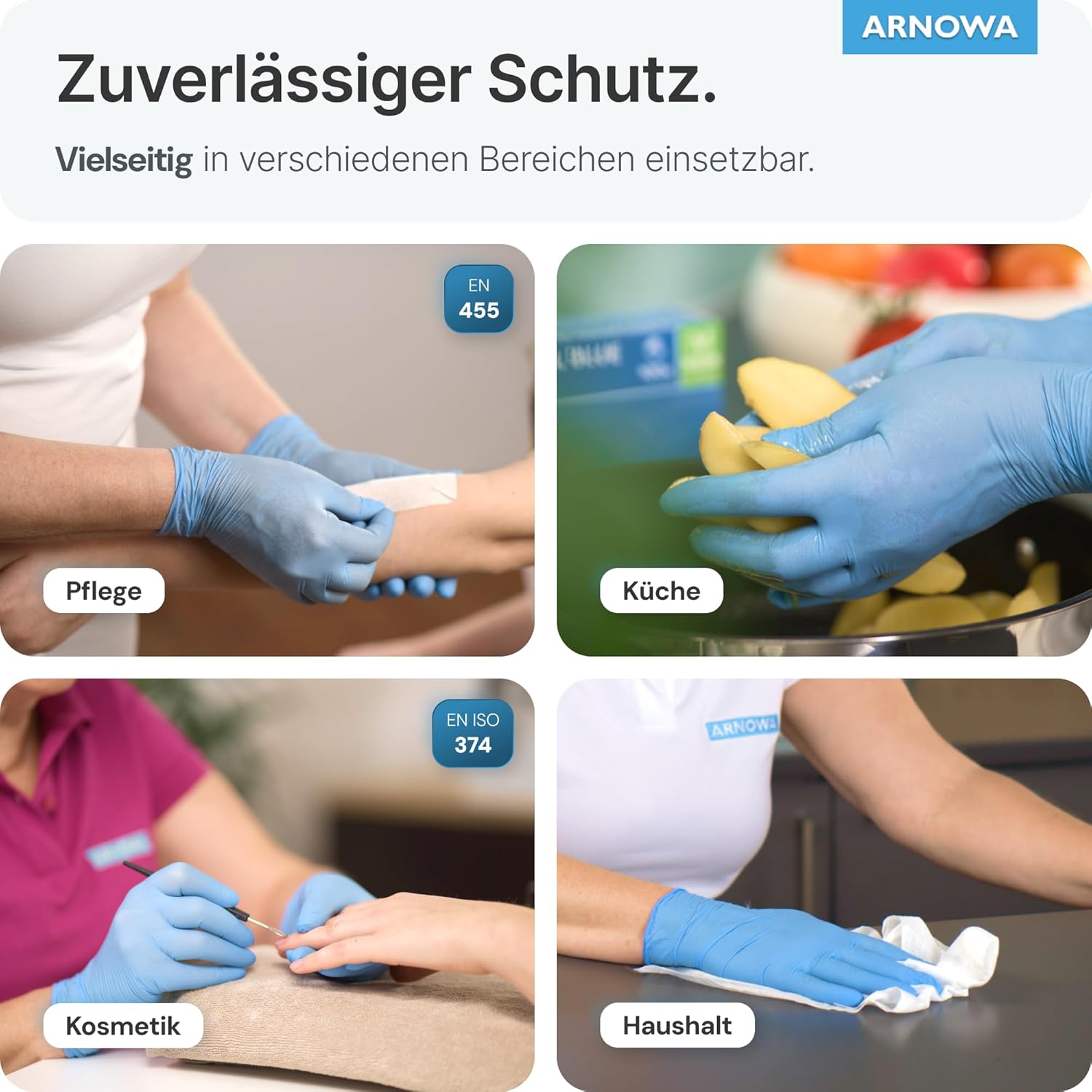 Thumbnail 2 de ARNOMED Nitril Einweghandschuhe Blau – 100 Stk., Größe XS–XXL, puderfrei & latexfrei