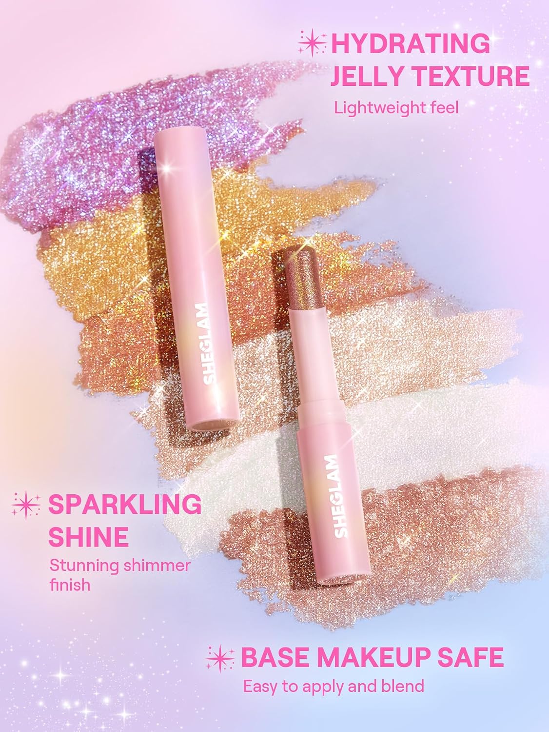 Detalle de SHEGLAM Crystal Jelly Glaze Stick Eye Shadow in Rosy Gem, Glossy Shimmer