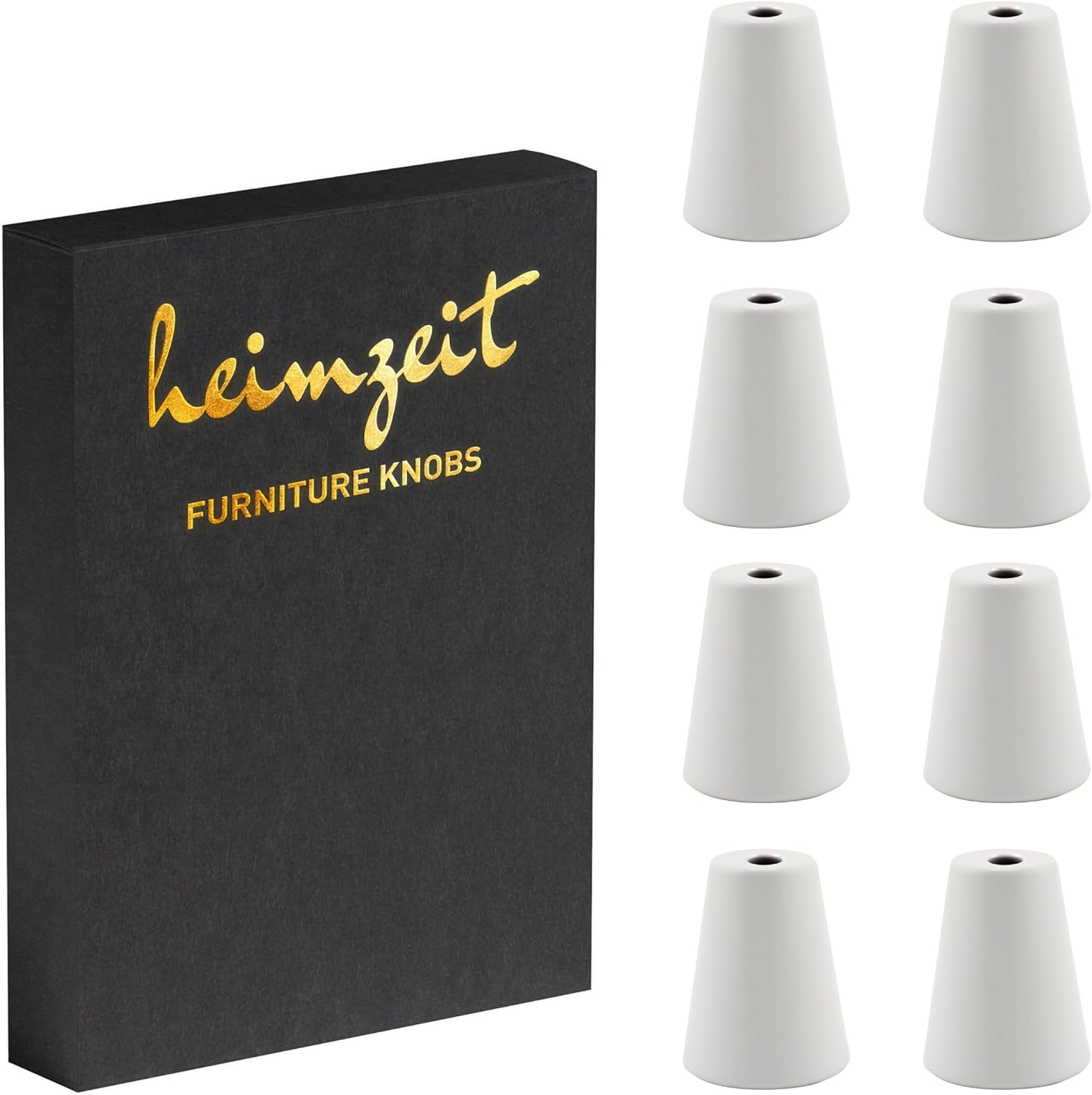 Detalle de heimzeit Pomelli Armadio Cone per Porte, Cassetti e Comodini in Alluminio – 8 Pezzi, Bianco