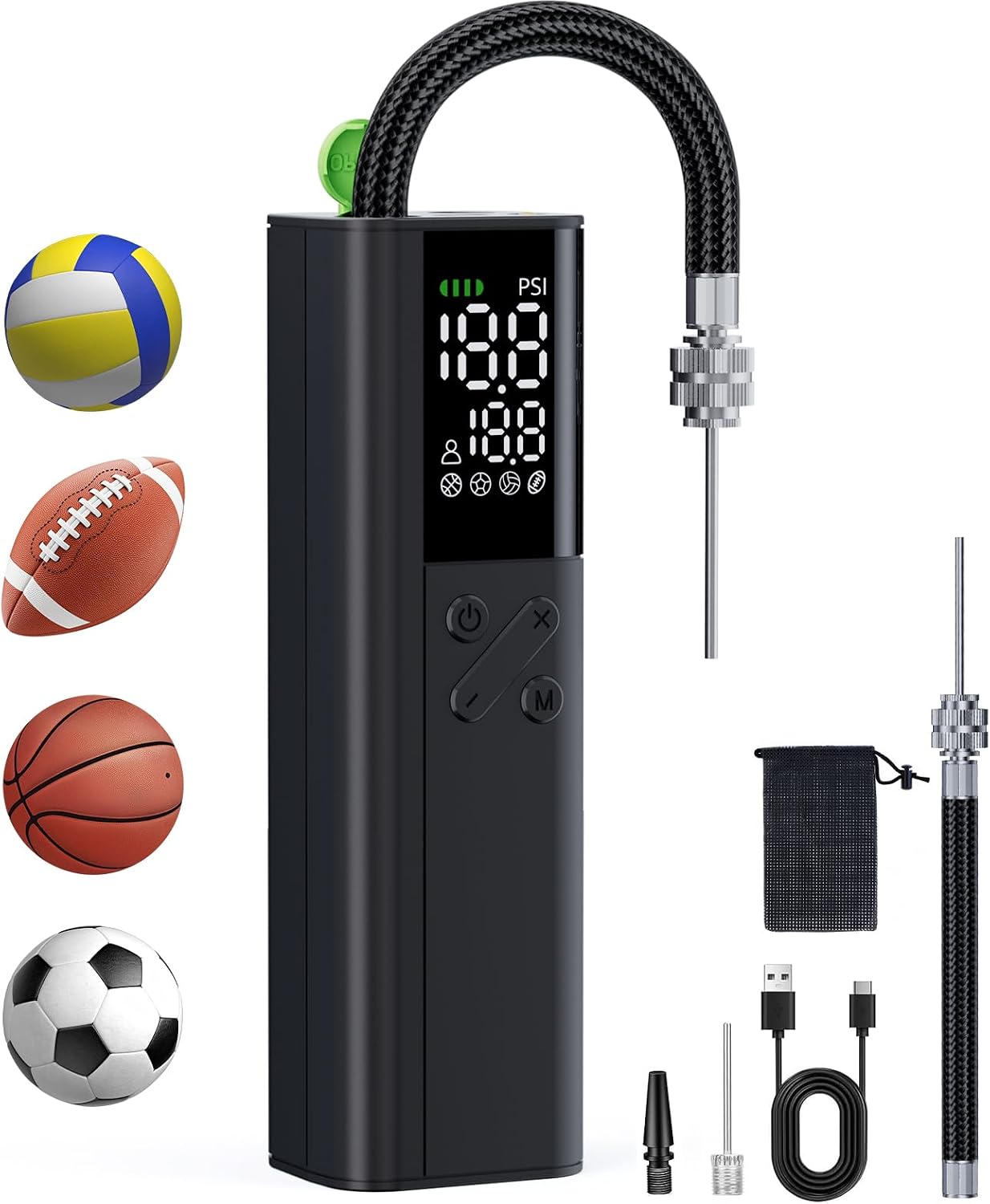 Detalle de Olgeo X3 Electric Ball Pump with Automatic Shut-Off and LCD Pressure Gauge