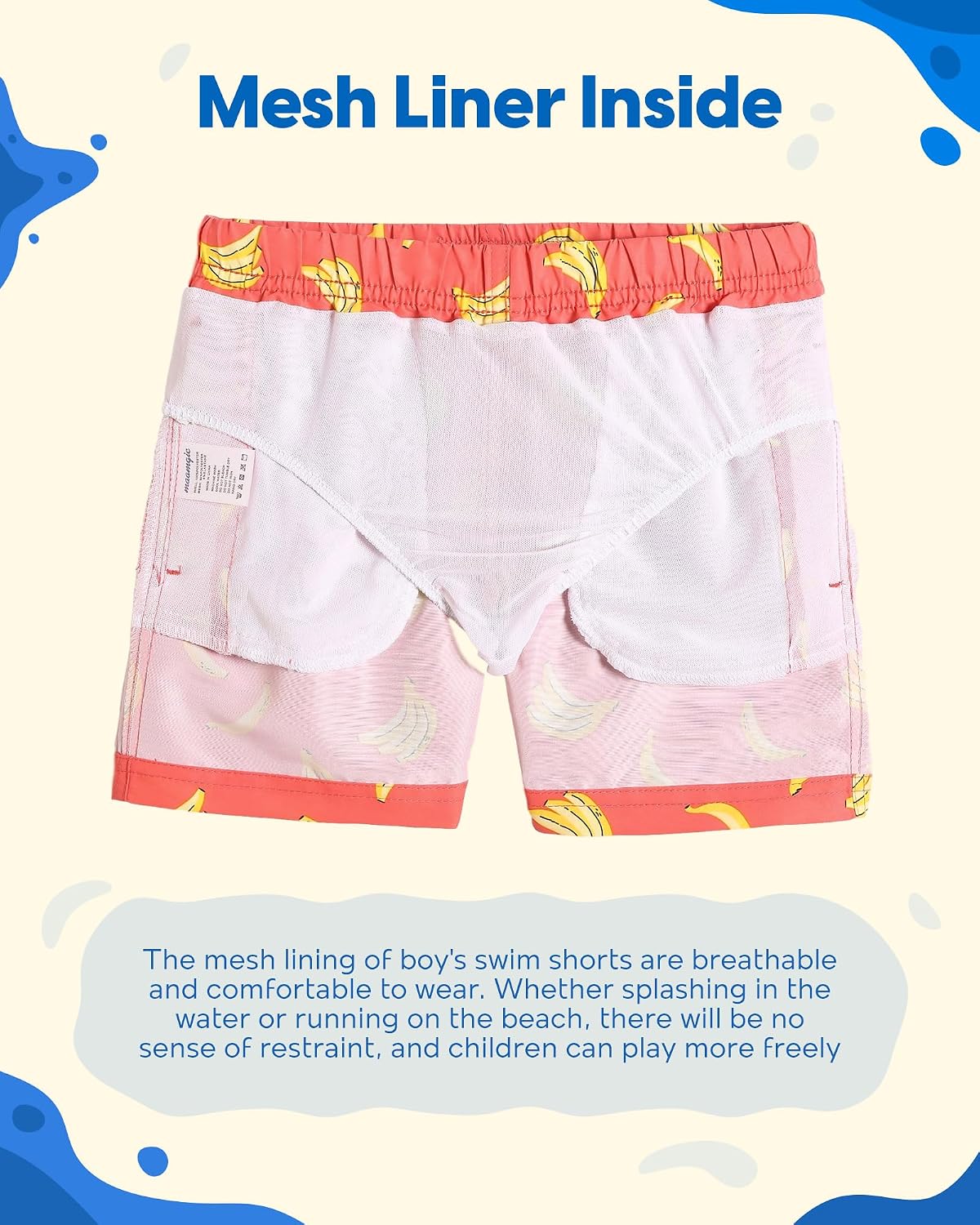 Detalle de maamgic Boys Swim Trunks (Toddler) — UPF 50+ quick-dry swim shorts with mesh lining