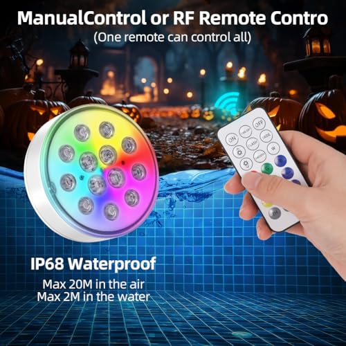 Thumbnail 7 de Luci subacquee vsshe Piscina LED 2 pezzi ricaricabili con telecomando IP68, 16 colori, occhiello per matrimoni e piscine