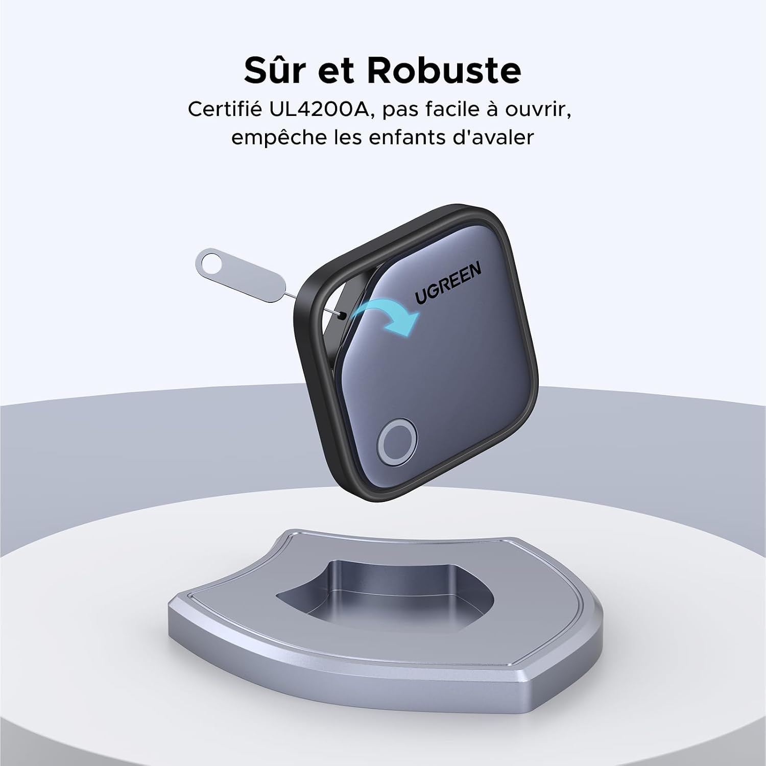 Detalle 2 de UGREEN FineTrack Smart Finder Tag - Traceur Bluetooth Find My pour iOS (2 ans, batterie remplaçable)