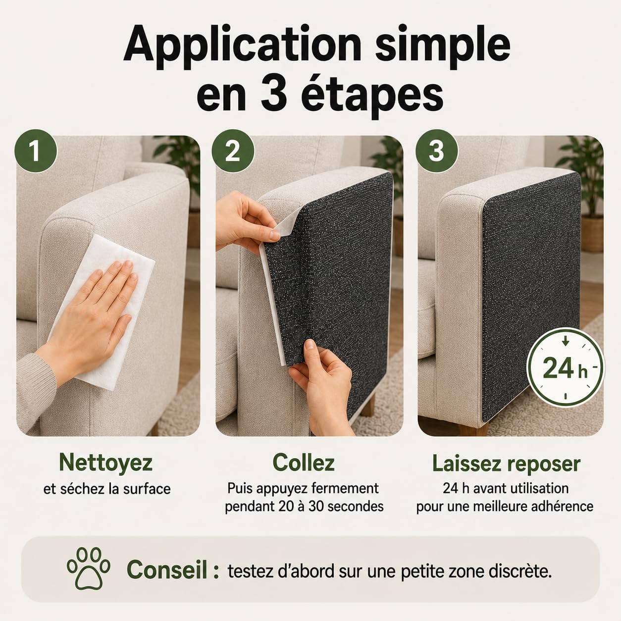 Detalle 2 de Protection Canapé Chat Anti Griffes – Tapis griffoir 200 x 40 cm découpable, auto-adhésif et résistant en fibre polyester (Gris)