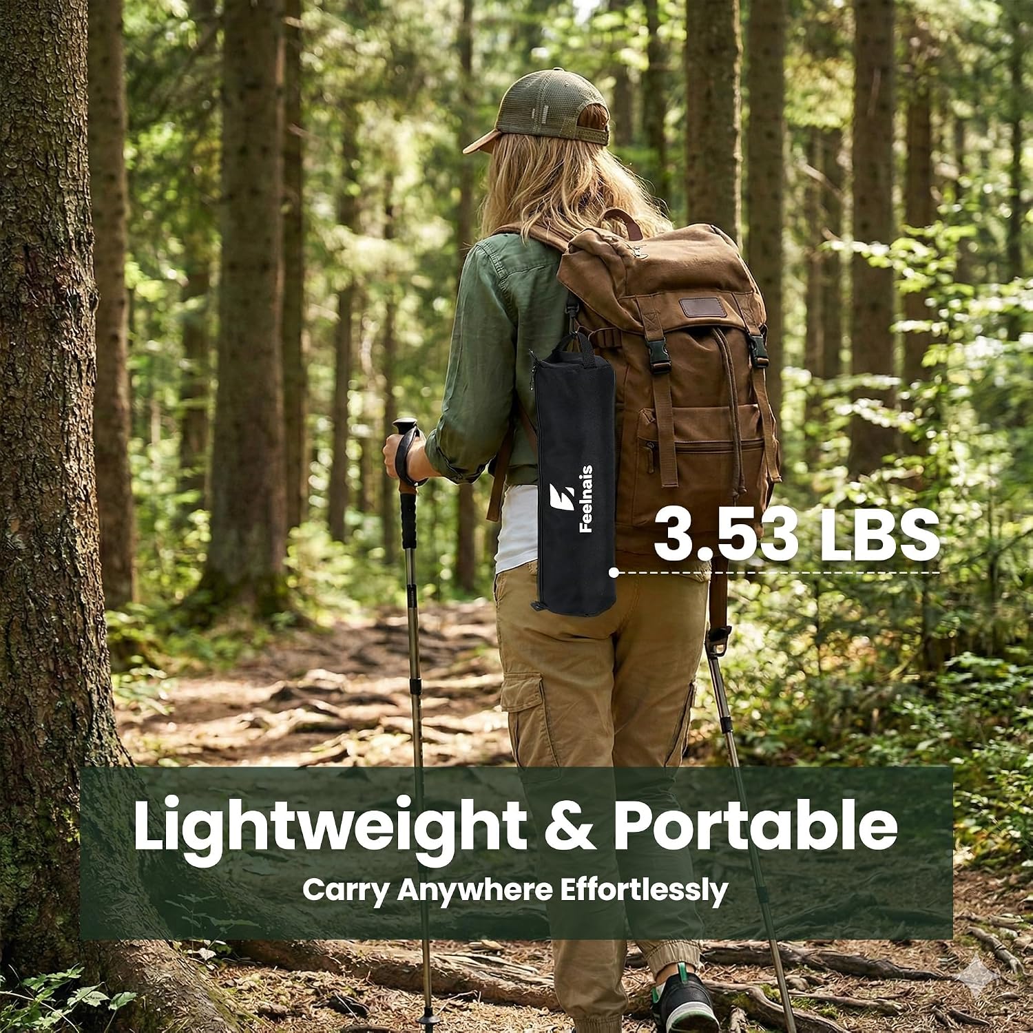 Detalle 2 de Feelnais Folding Camping Chair (360° Swivel) — Lightweight, Portable, No-Assembly Outdoor Chair for Adults