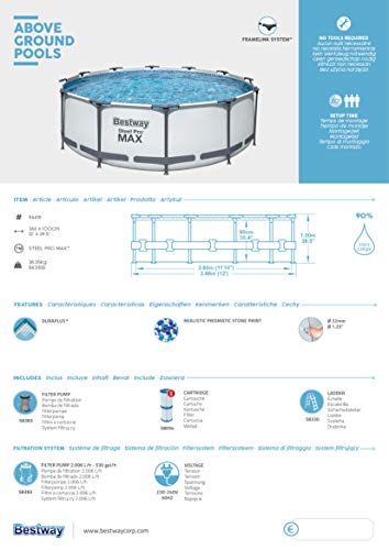 Thumbnail 13 de BESTWAY Piscine hors sol ronde Steel Pro Max 366 x 100 cm