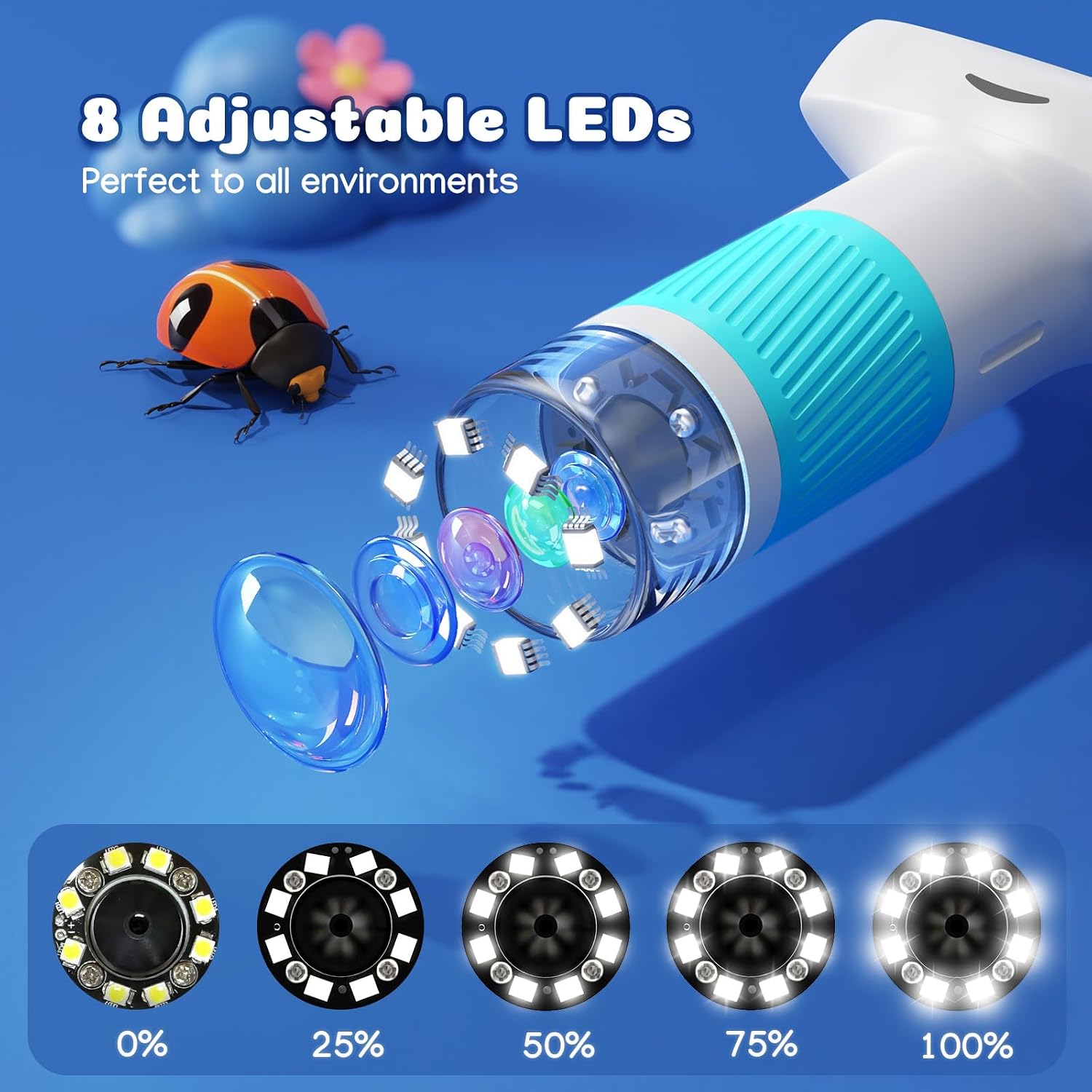 Detalle de 2 in 1 Microscope for Kids & Alarm Clock — 1000x Handheld Digital Microscope with 2" IPS Screen