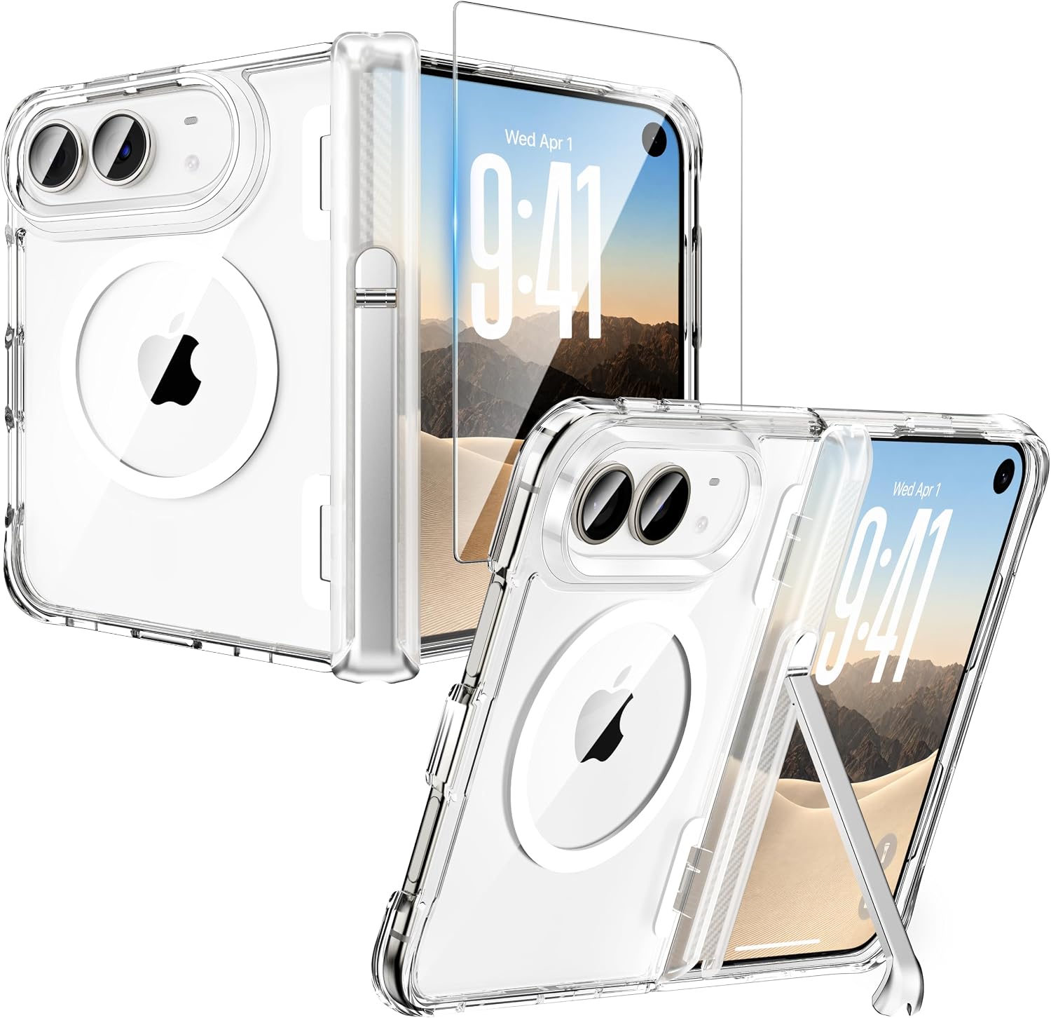 Detalle de Ratcase XFZJ-IPDuo-Clear stand iPhone Duo Case with MagSafe, Stand & Screen Protector