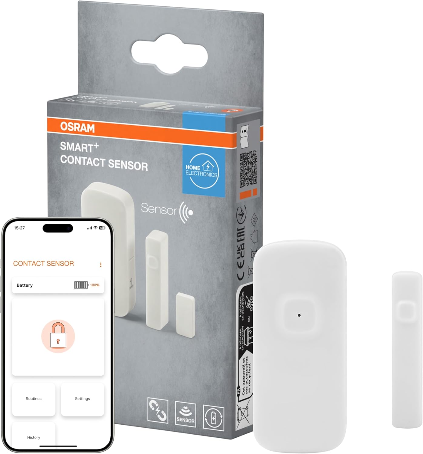 OSRAM Smart+ Capteur pour la détection de Portes et fenêtres Ouvertes — WiFi, IP20, Non gradable, Blanc