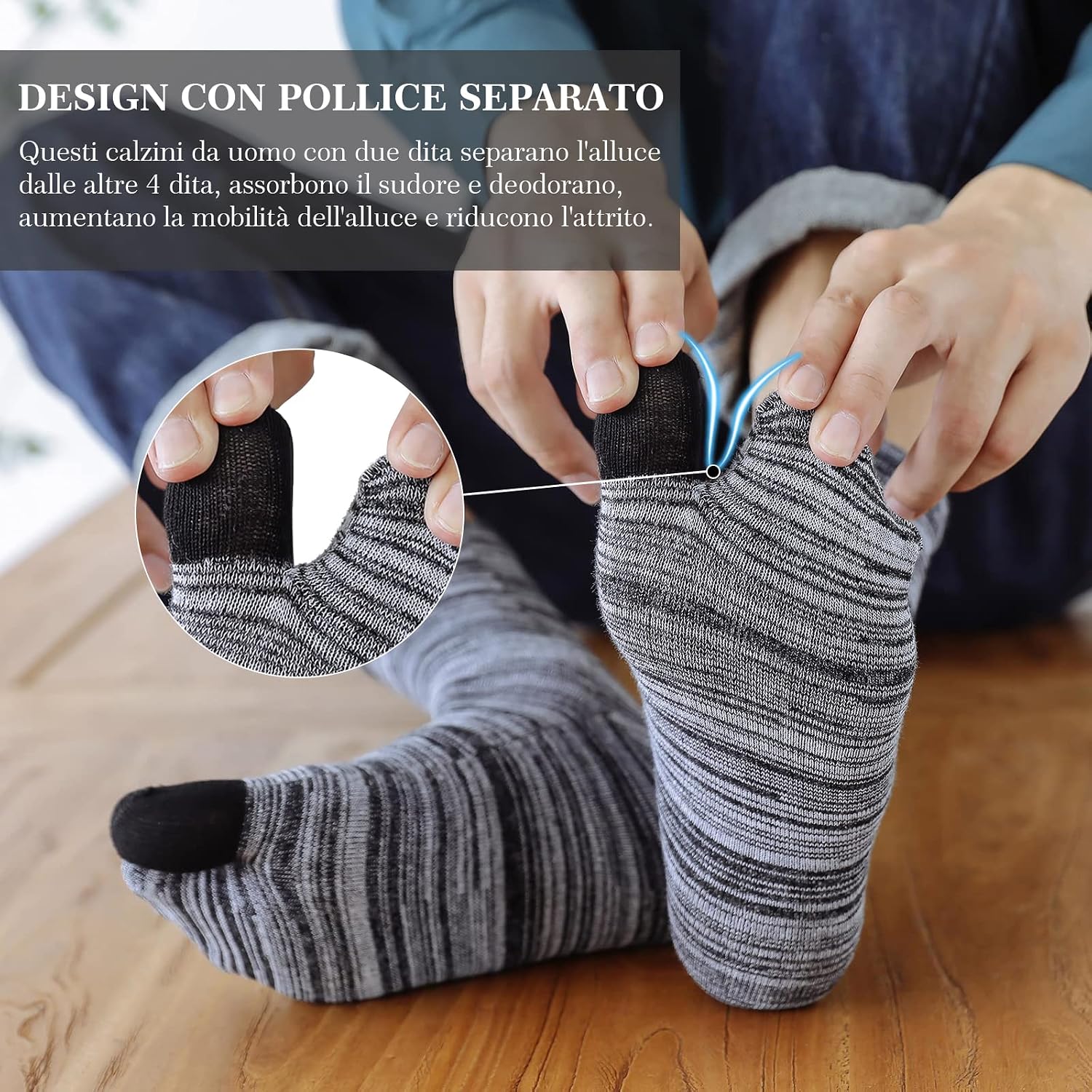 Thumbnail 5 de PUTUO Calzini Giapponesi Infradito uomo 5 paia 40-45