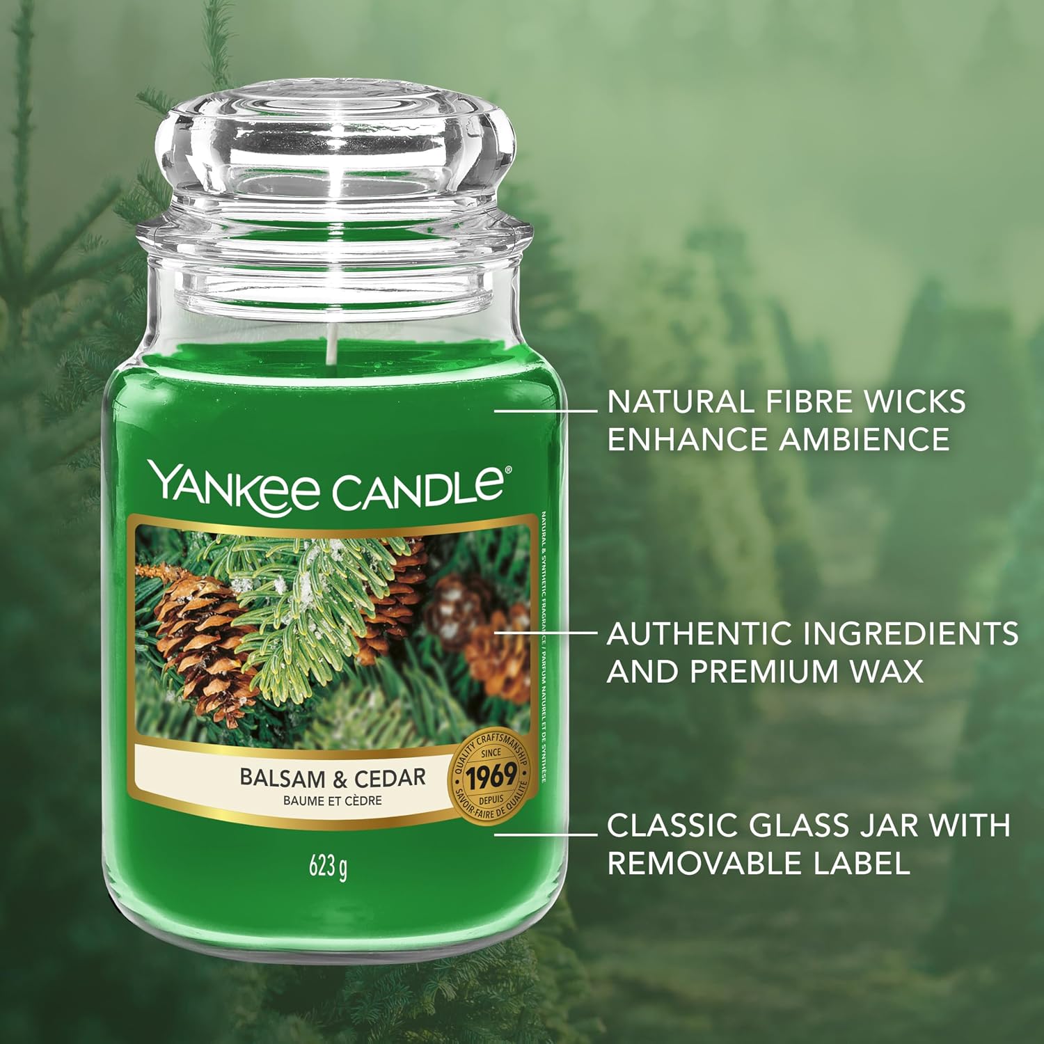 Thumbnail 3 de Yankee Candle Balsam & Cedar Large Jar 150h 🕯