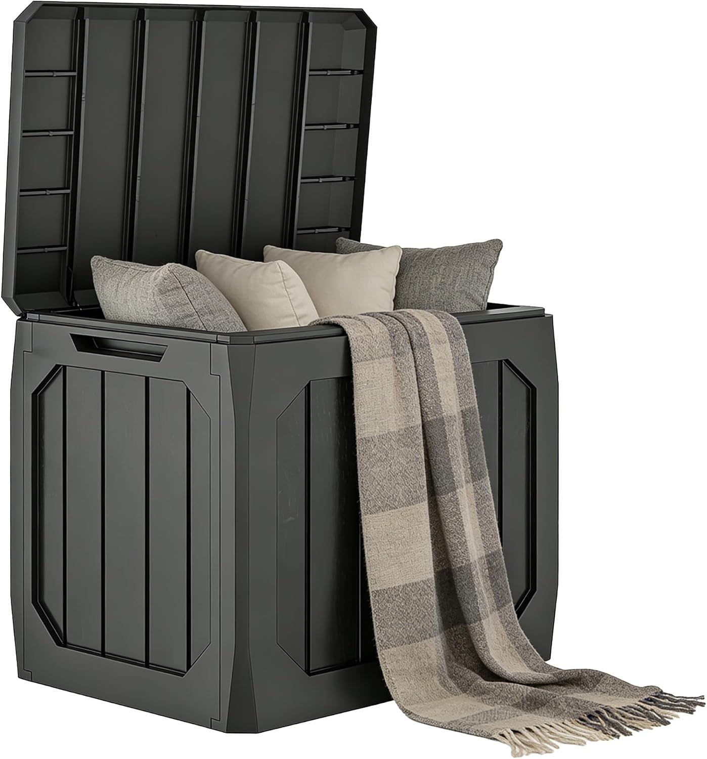 Detalle de Outsunny 84G-868V00BK tuinkist van 121 l in weerbestendig PP
