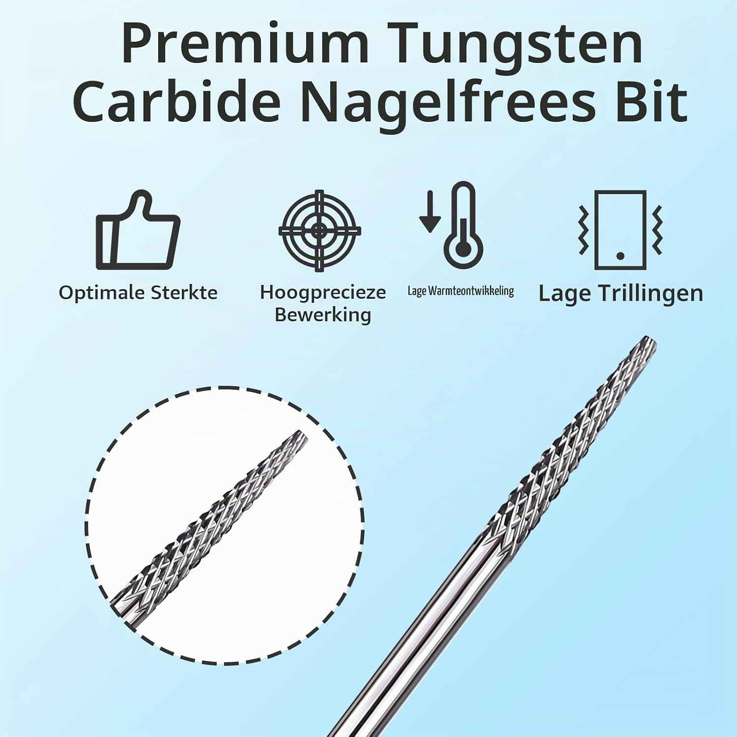 Detalle 2 de CGBE nagelfreesbitje naaldvorm van wolfraamcarbide, 3/32 inch, medium