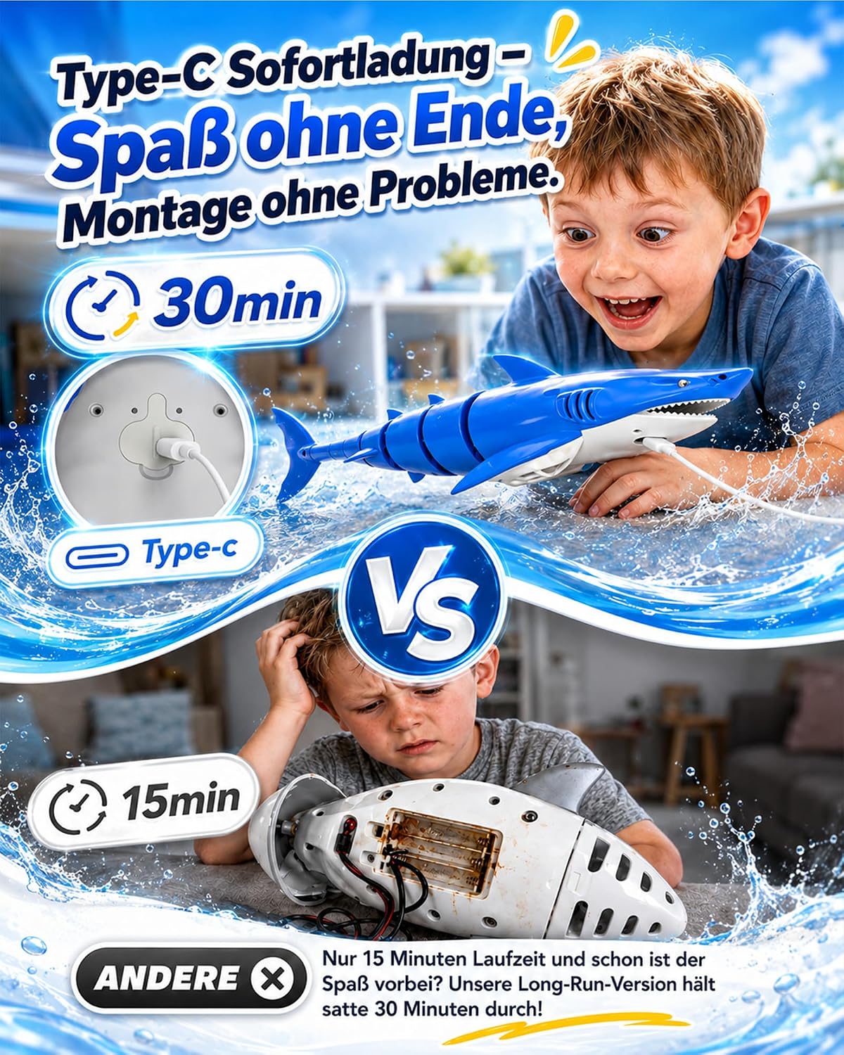 Thumbnail 3 de KOKODI Ferngesteuerter Robo-Hai – wasserdichtes RC Badespielzeug für Kinder ab 3 Jahren